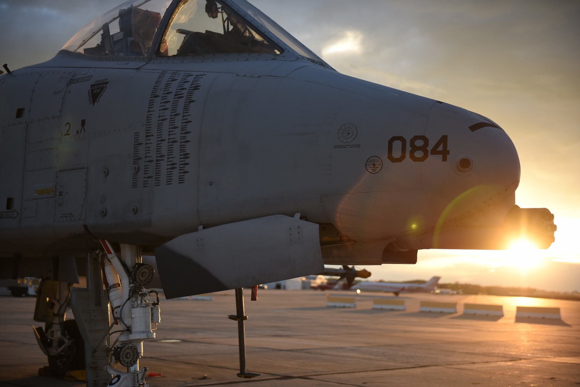 Warplane, Gatling Gun, Fairchild Republic A-10 Thunderbolt II, 1080P, Jet Fighters, Sunset, Jet Fighter, HD Wallpaper