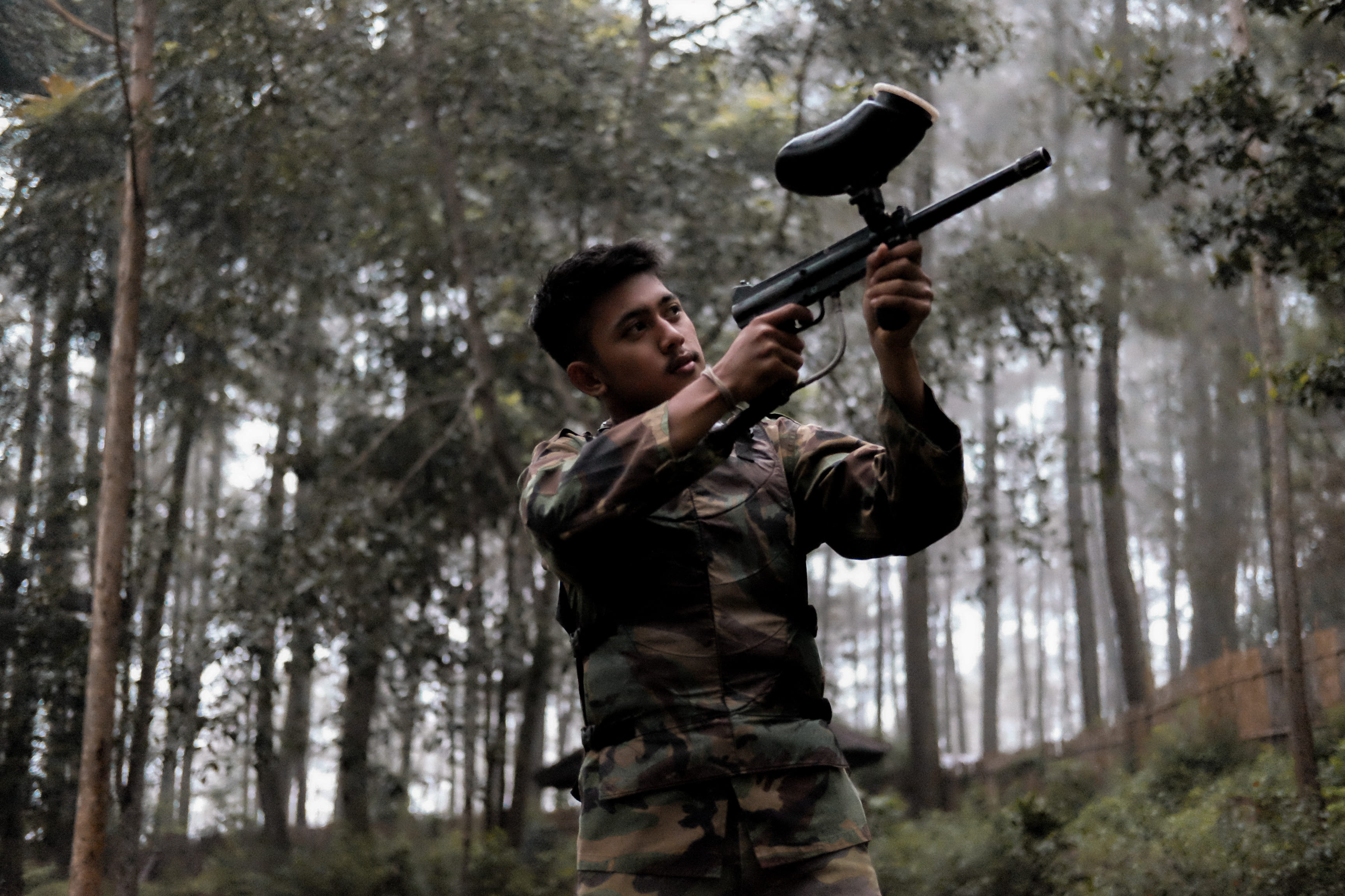 government, lake, young adult, aiming, plant, weapon, gun, army soldier, nature, one person, soldier, tree, near, 2K, forest, holding, man, armed forces, HD Wallpaper