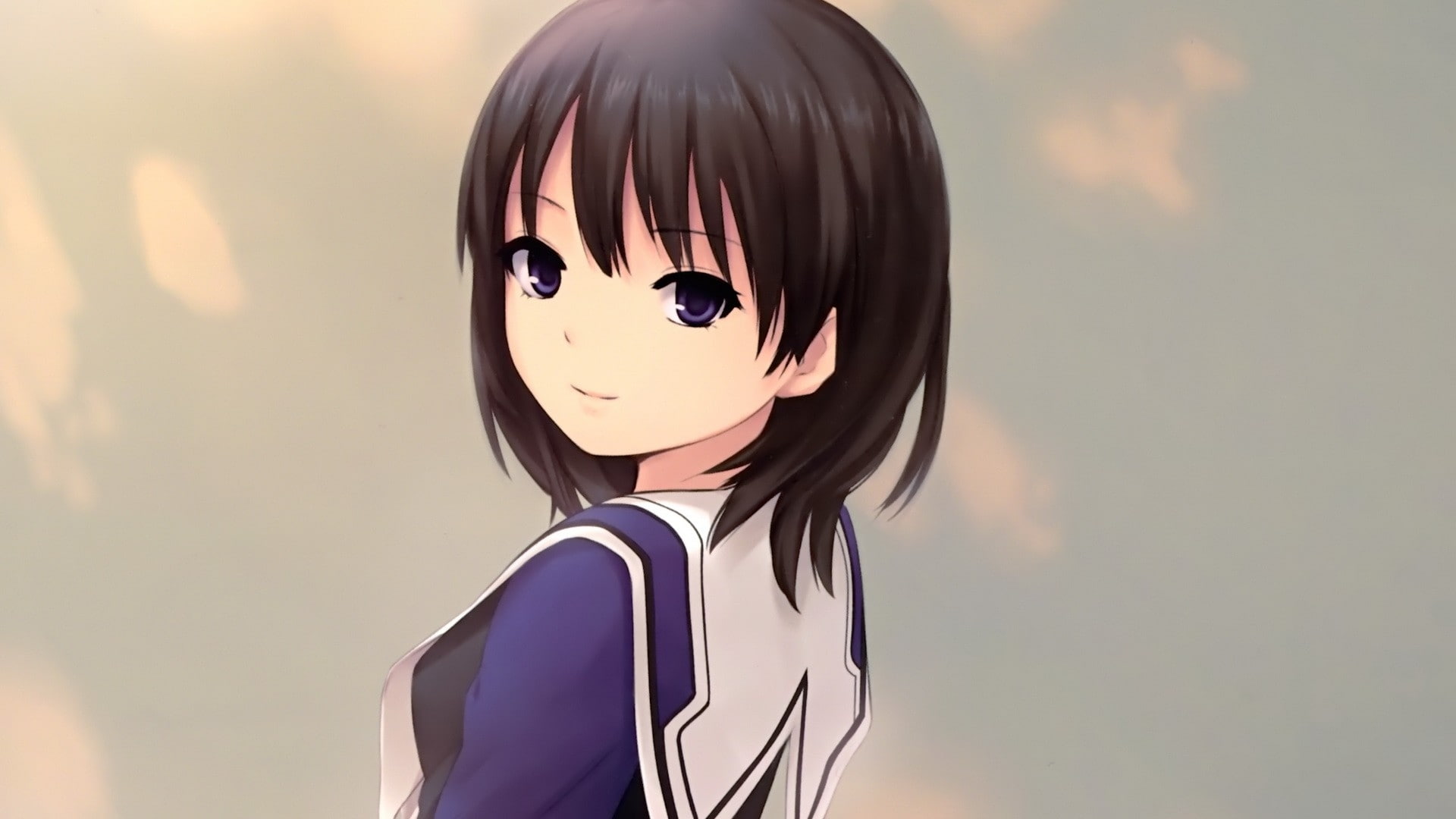 people, art, uniforms, school, hair, coffeekizoku, long, 1080P, girls, anime, faces, hd, schoolgirls, purple, looking, school uniforms, eyes, short, HD Wallpaper