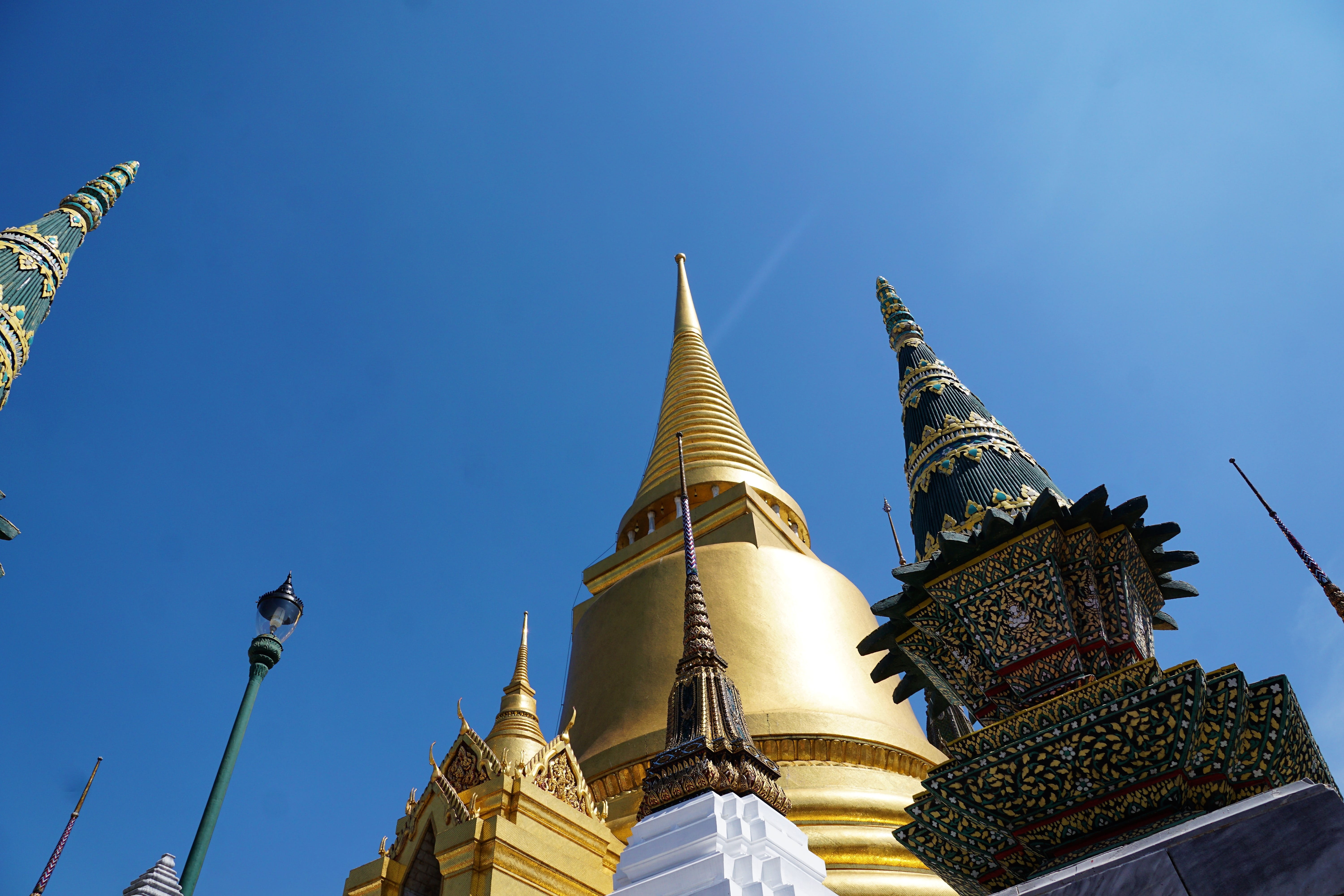 outdoors, beautiful, no people, blue, construction, garden, faith, the past, sky, vacations, building exterior, emperor, belief, wat, travel destinations, HD Wallpaper