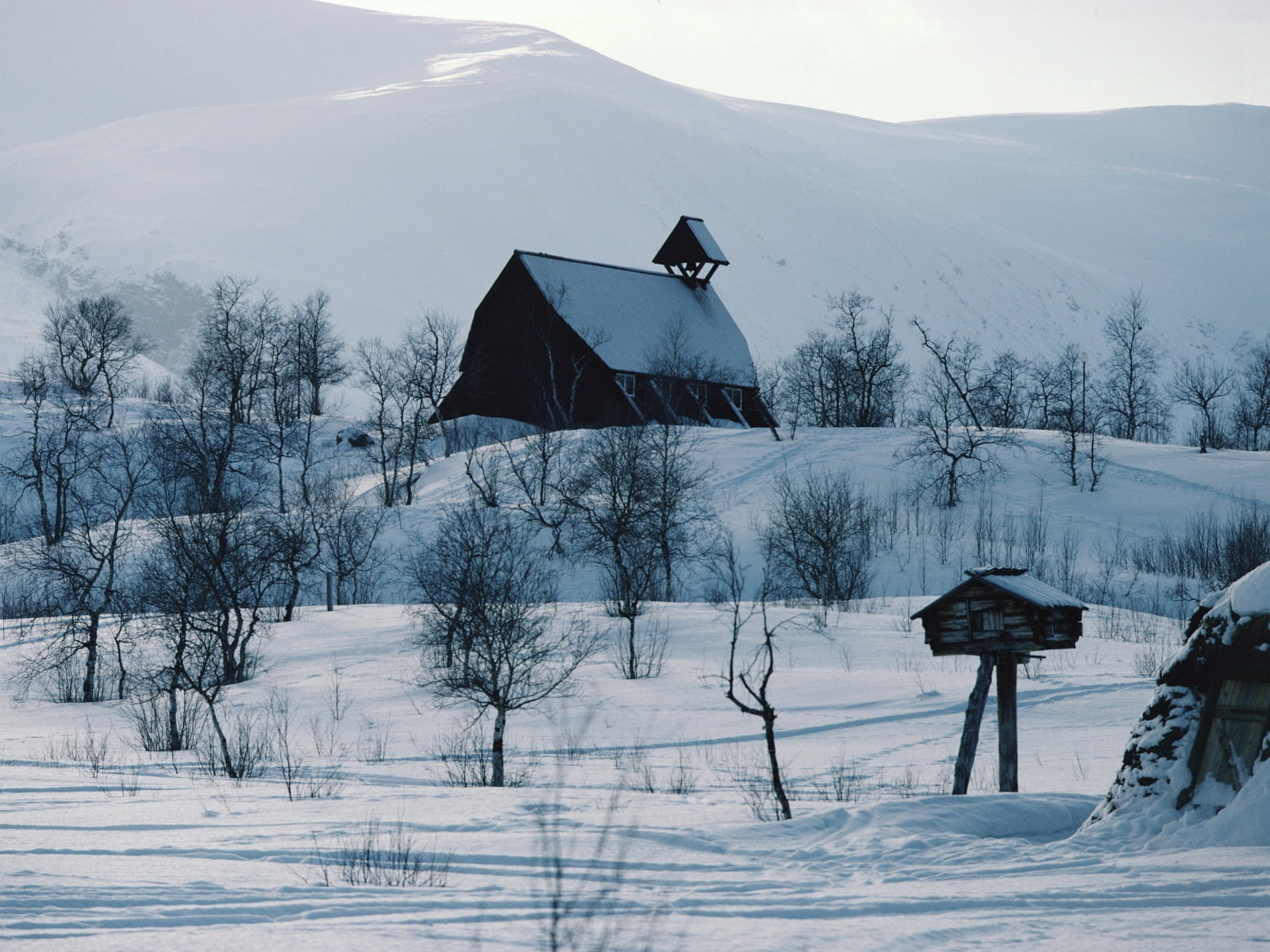 snowcapped mountain, field, snow, house, building, white, hut, hill, non-Urban Scene, europe, frozen, rural Scene, village, vacations, landscape, wood - Material, HD Wallpaper