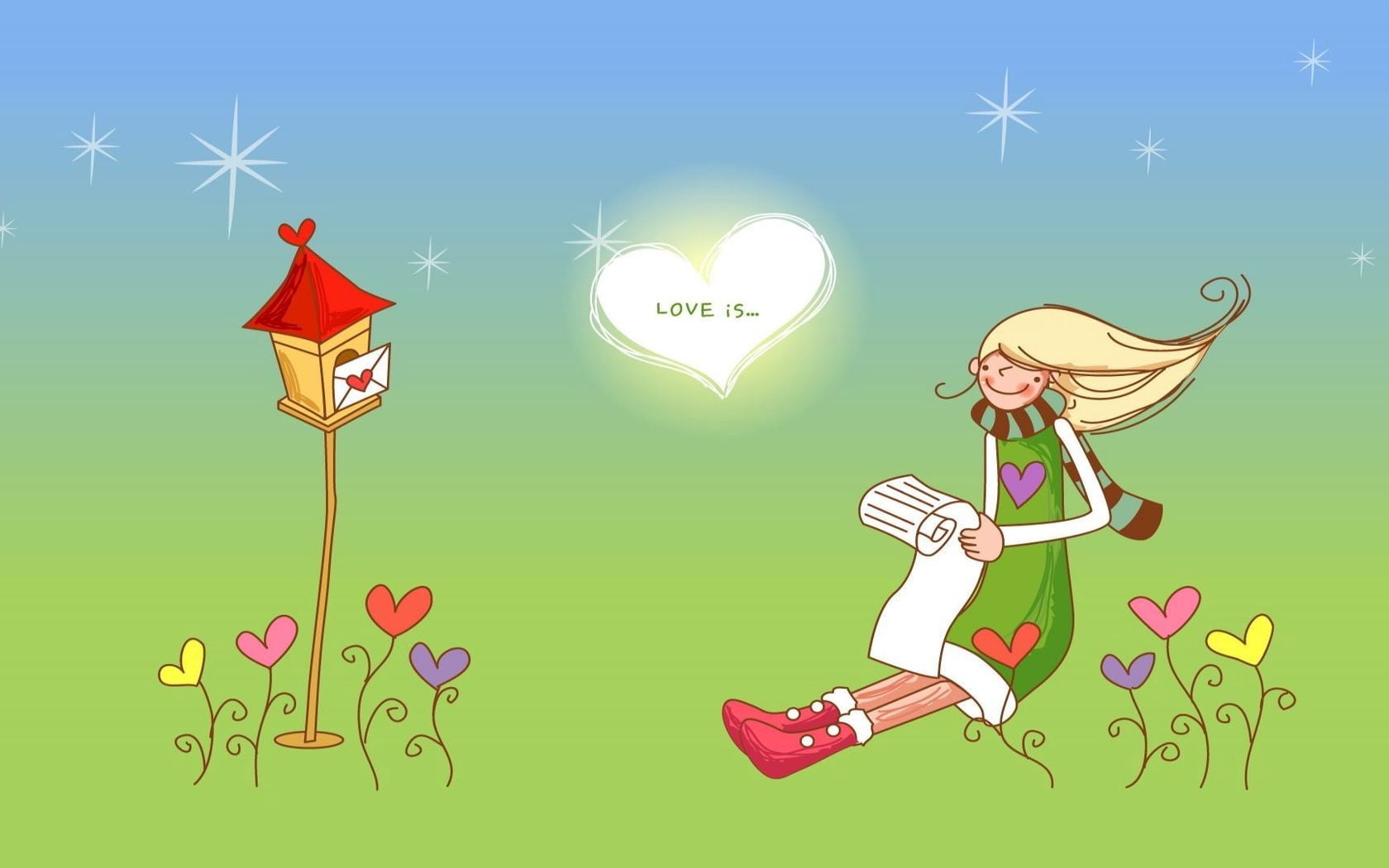 emotion, box, love, happiness, holiday, teenager, colored background, females, 720P, adult, grass, nature, green color, positive emotion, heart Shape, HD Wallpaper