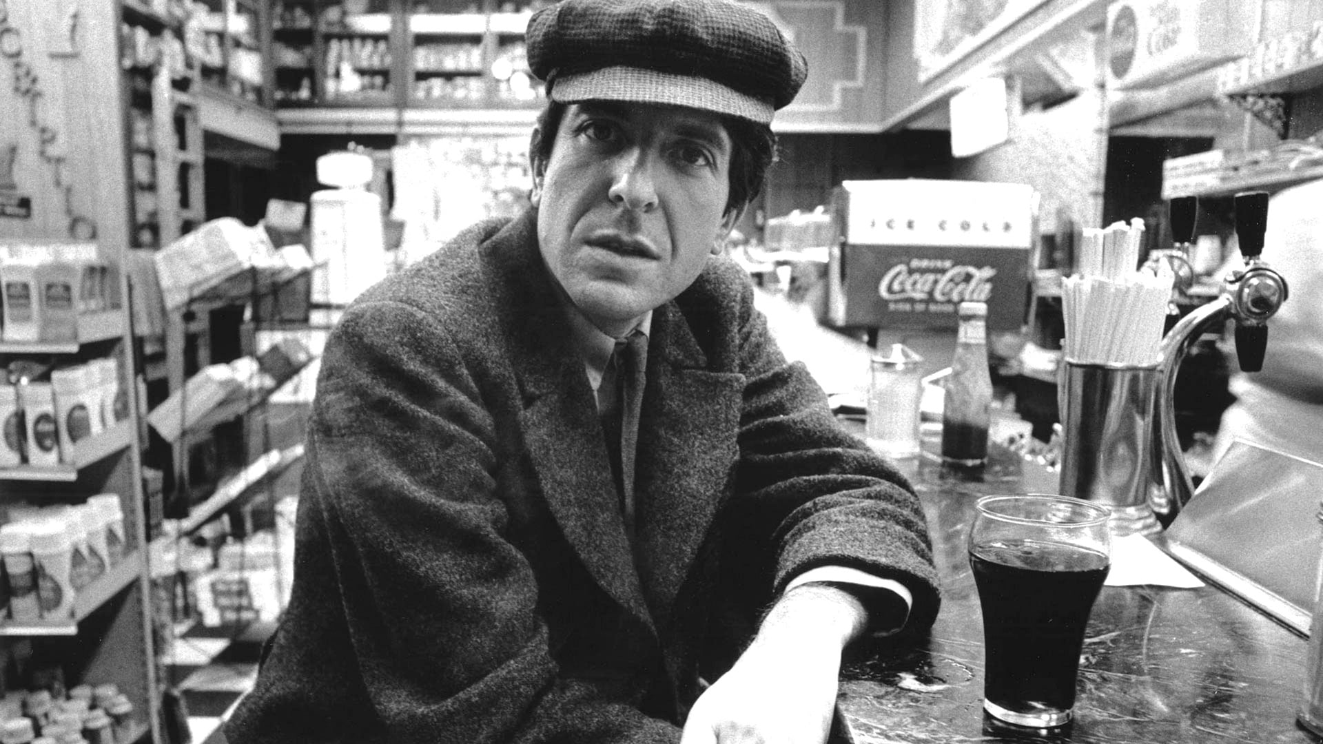shop, real people, looking at camera, grayscale, s, day, coat, photo, cap, black And White, bar, leisure activity, only Men, portrait, leonard cohen, adult, HD Wallpaper