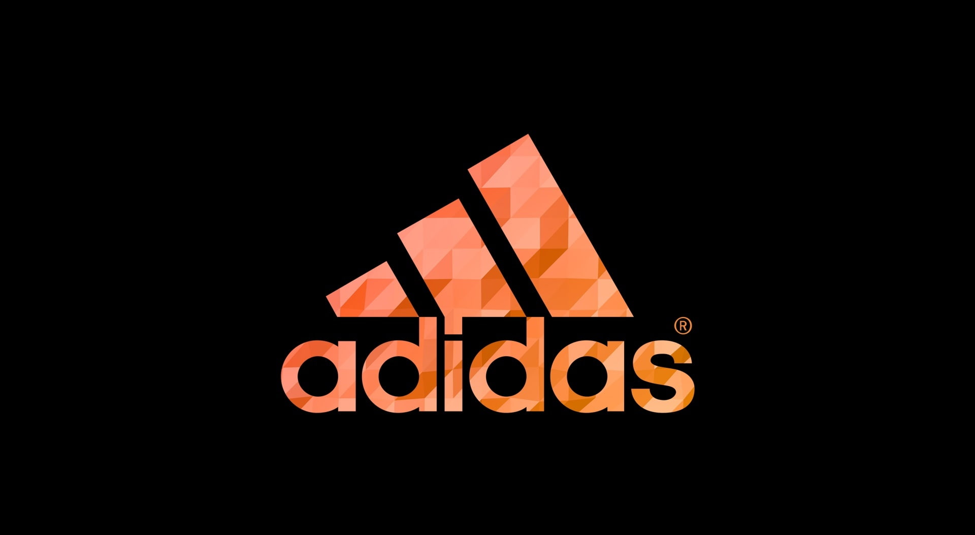 Adidas, sign, dark, polygons, shape, night, Orange, studio shot, western script, Black, information, 1080P, Logo, indoors, illuminated, text, close-up, HD Wallpaper