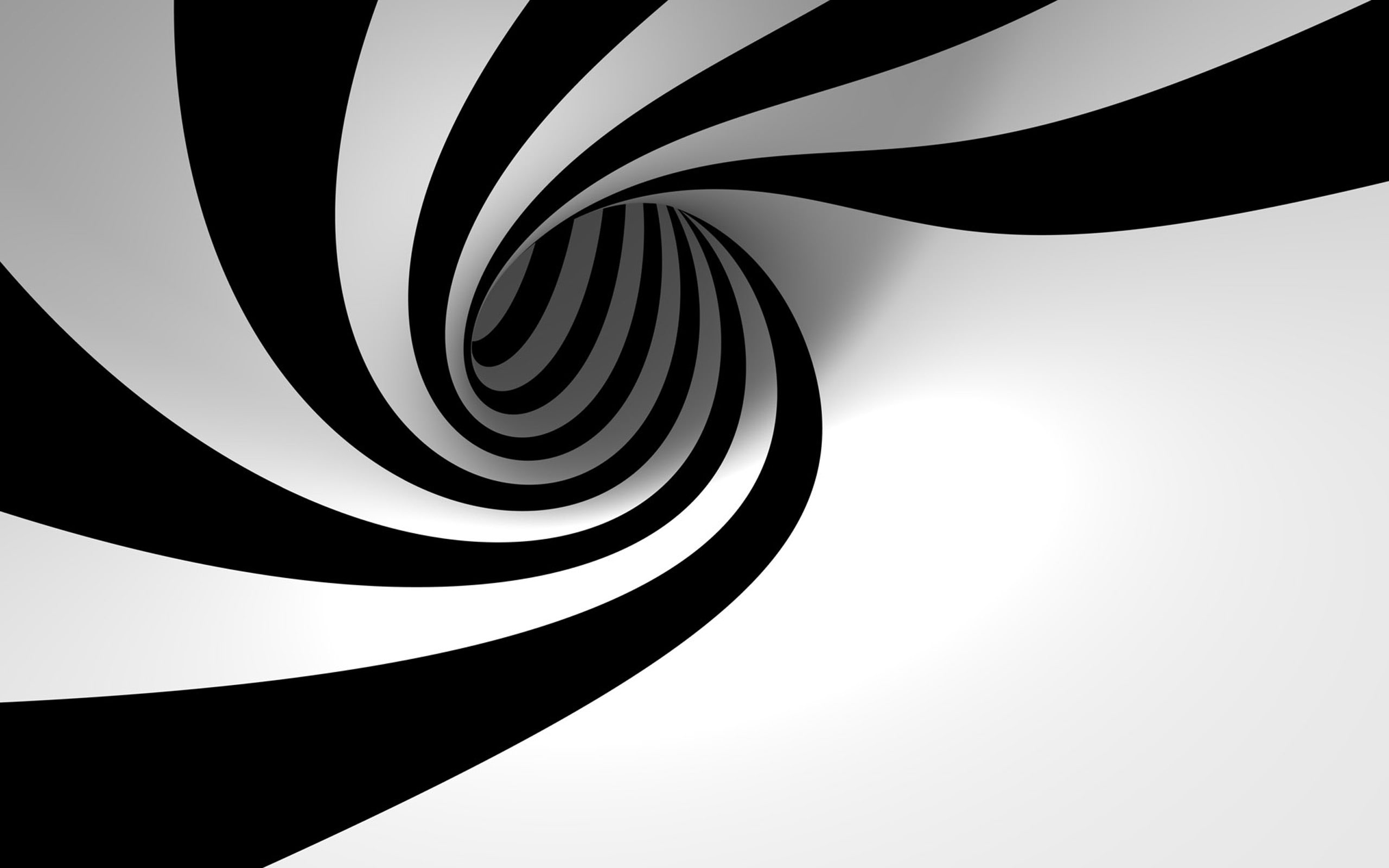 hole, 3d, minimalistic, abstract, white, stripes, Spiral, 2K, view, zebra, And, black, HD Wallpaper