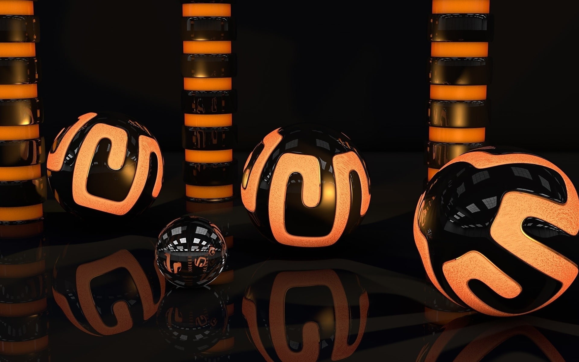 drink, indoors, balloons, no people, d, communication, orange, creativ, food and drink, group, stack, three, text, reflection, illuminated, number, black, HD Wallpaper
