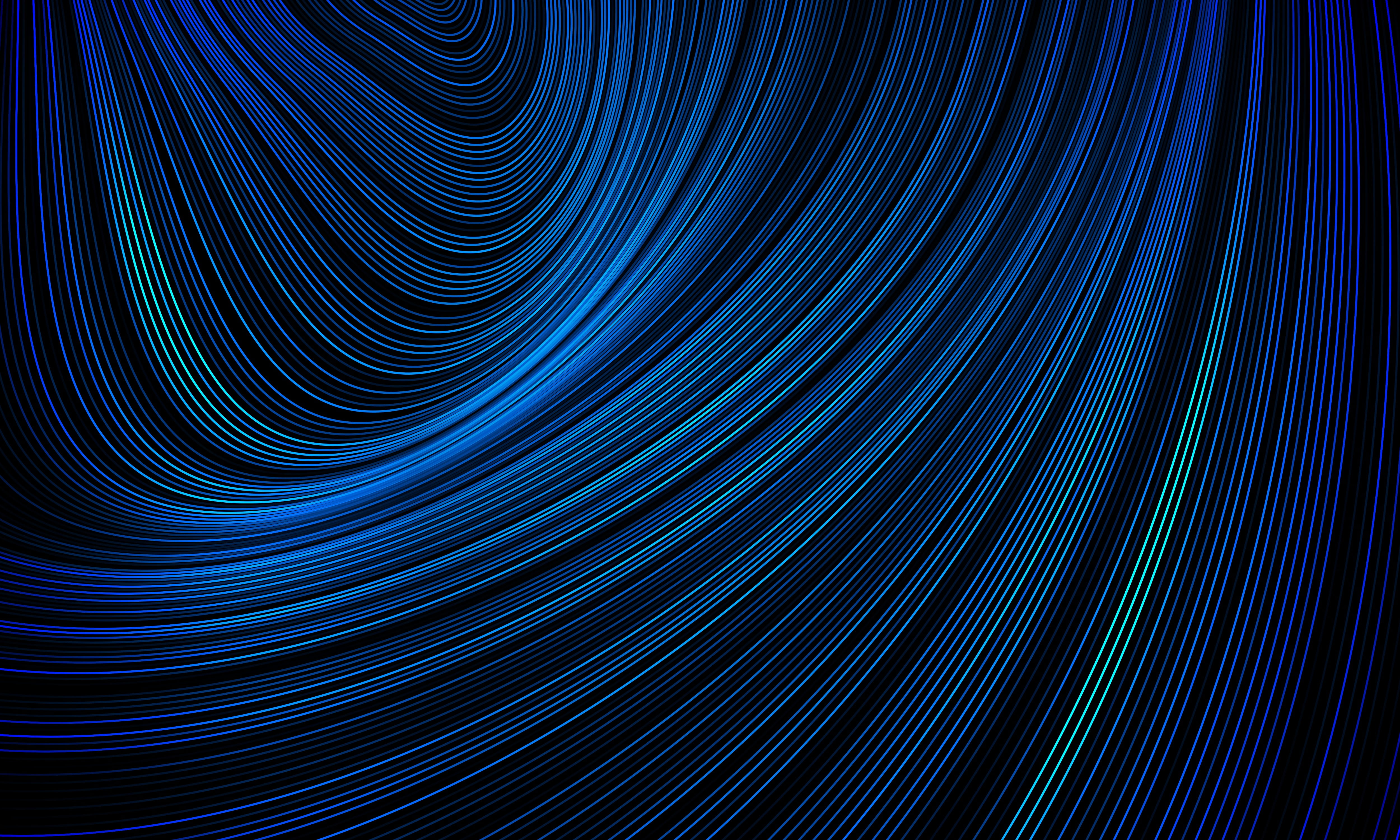 artwork, warp, dynamic, digital, 3D, blue, waves, vector, pattern, striped, dark, abstract, 4K, lights, digital art, lines, texture, HD Wallpaper