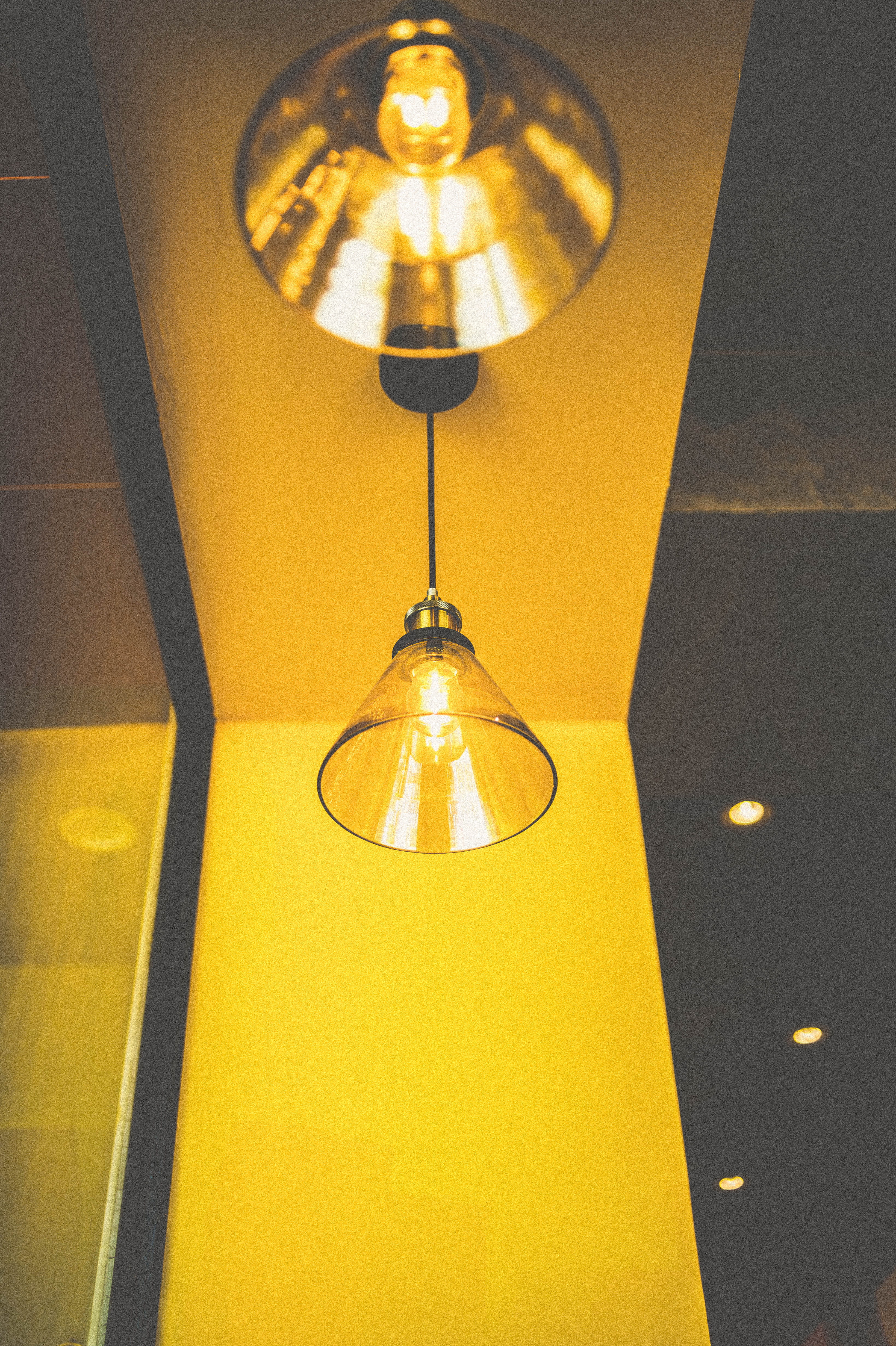 electric lamp, design, bright, turned, 4K, ceiling lights, glass items, bulbs, colors, glowing, glass, lamps, light - natural phenomenon, no people, light bulb, Phone HD Wallpaper