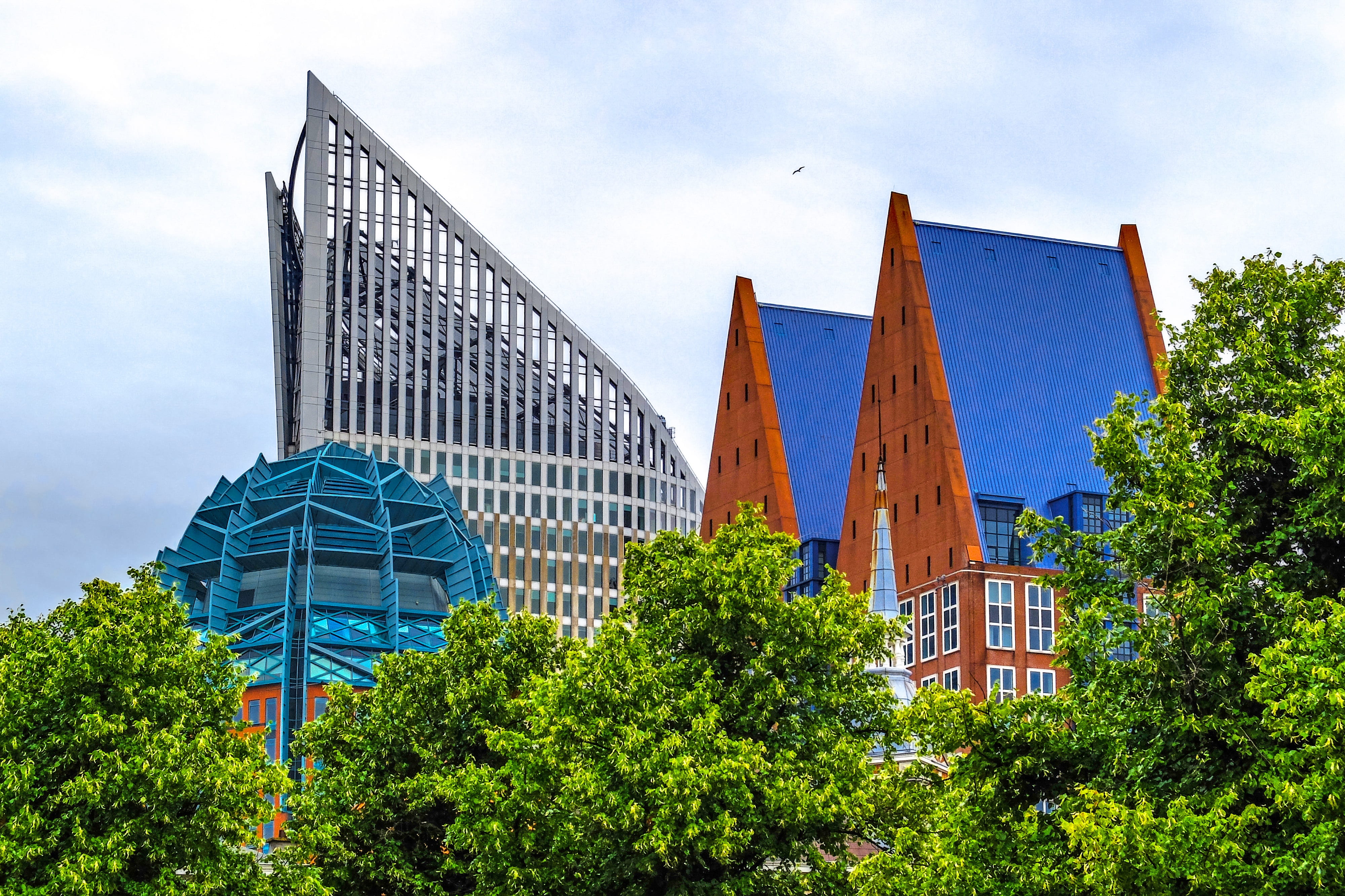 travel destinations, built structure, no people, 4K, building exterior, cloud - sky, holland, modern, multi colored, day, low angle view, office building exterior, HD Wallpaper