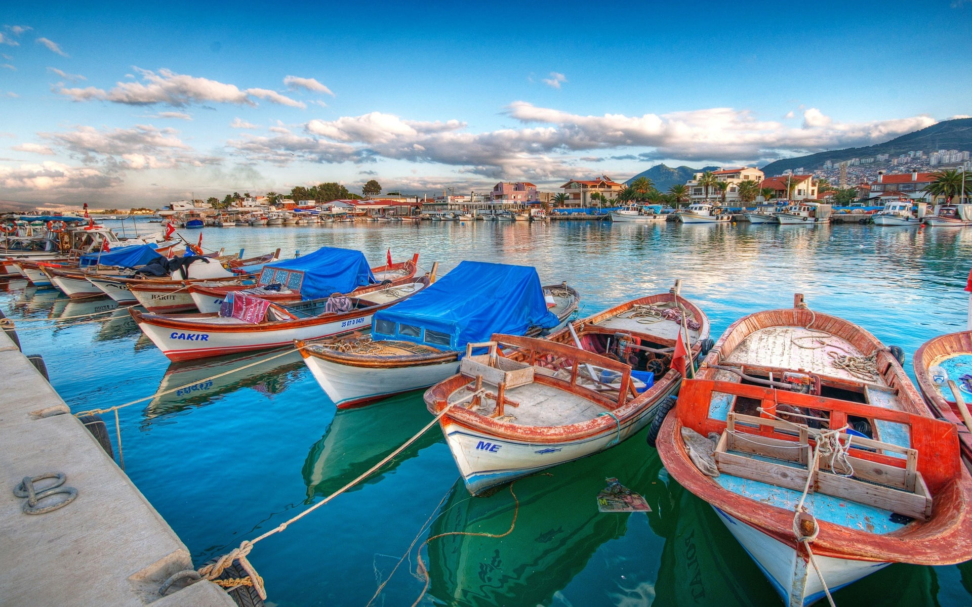 Yachts, Boats, Bay, 1080P, Pier, Houses, Clouds, HD Wallpaper