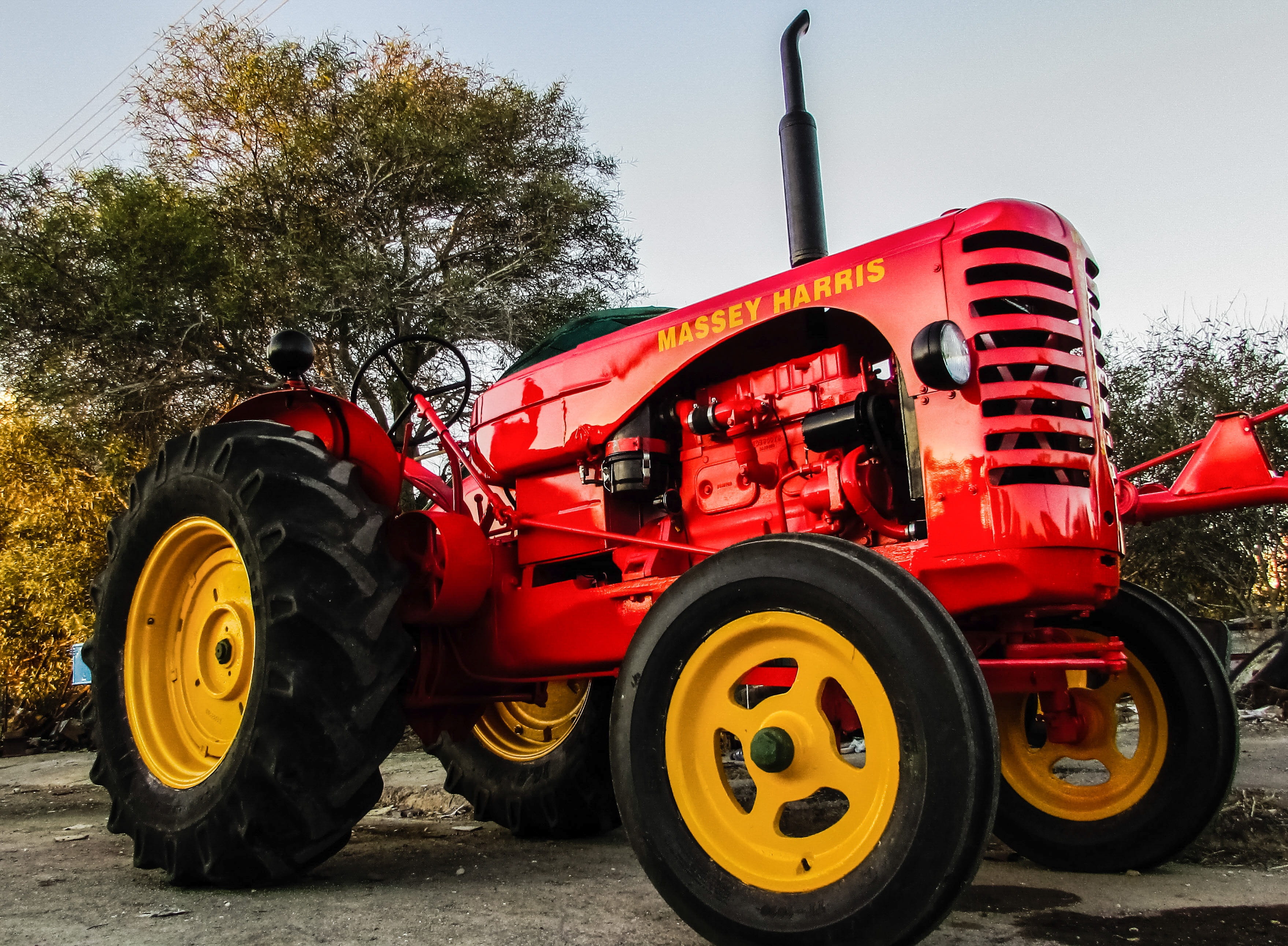 one person, tree, mode of transportation, outdoors, sunlight, truck, vehicle, tractor, renovated, plant, nature, road, agricultural machinery, land vehicle, HD Wallpaper