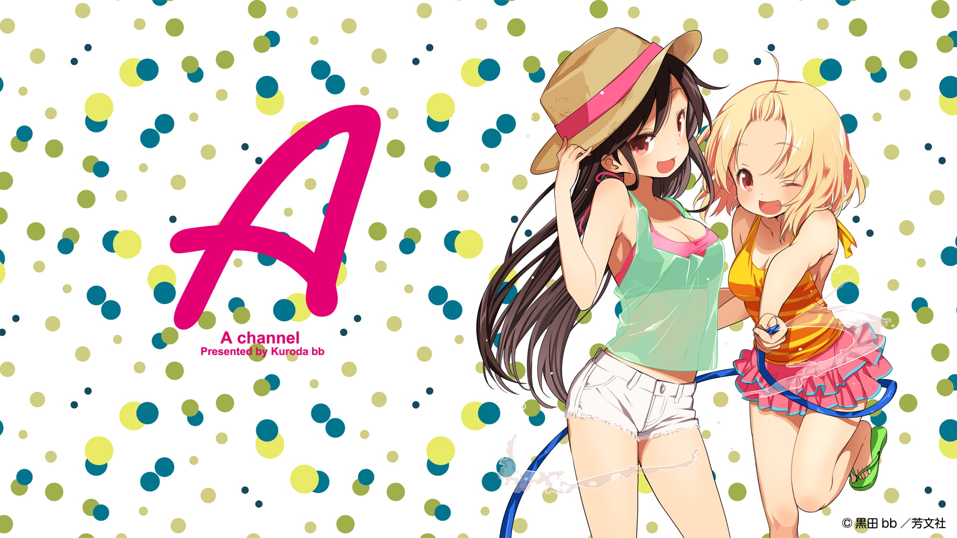 1080P, channel, momoki, black, water, blonde, yuuko, kuroda, hat, run, nishi, cleavage, hair, HD Wallpaper