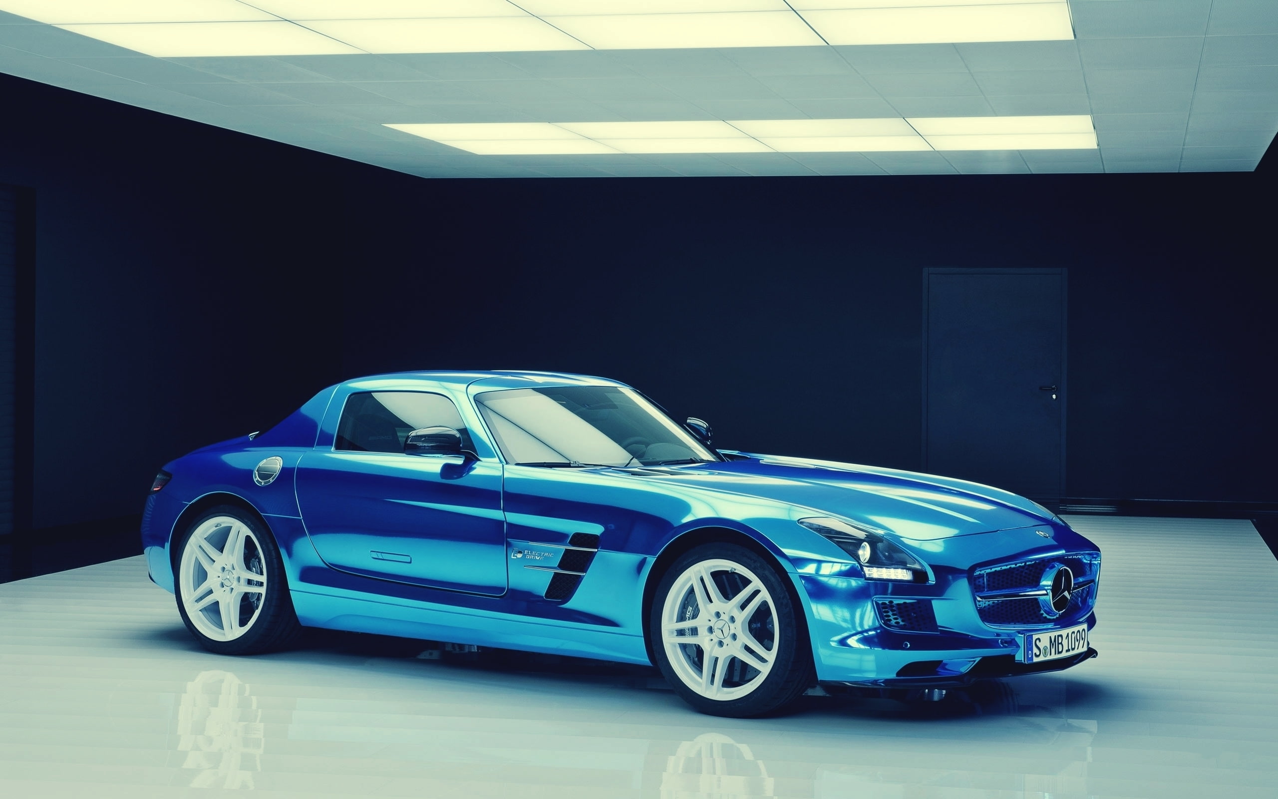2K, performance, eco, electric, blue, drive, speed, sls, mercedes, power, benz, luxury, HD Wallpaper