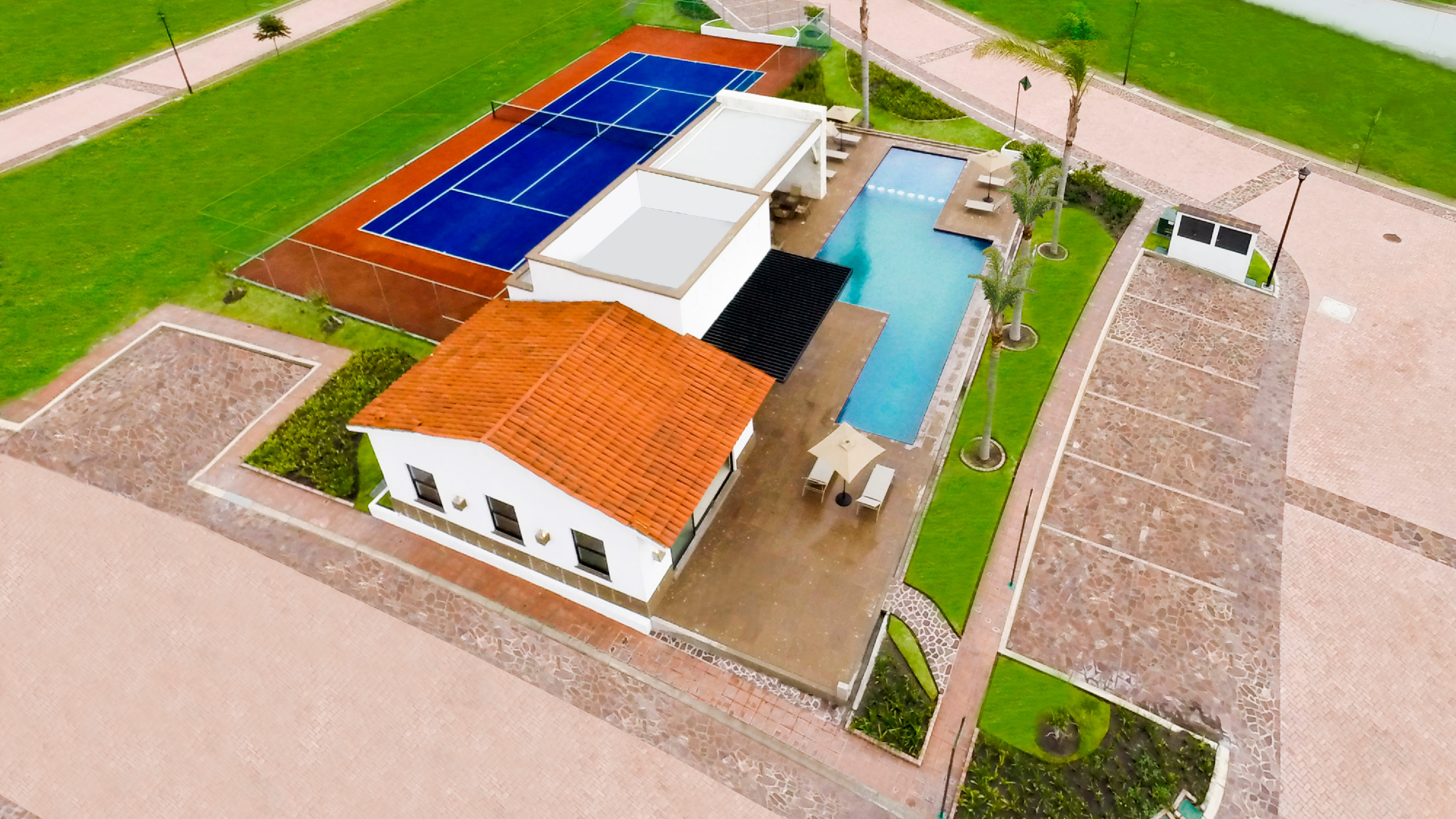 sunlight, hotel, architecture, plot, outdoors, roof, housing, basketball, agriculture, aerial view, diagram, built structure, green color, campus, water, HD Wallpaper