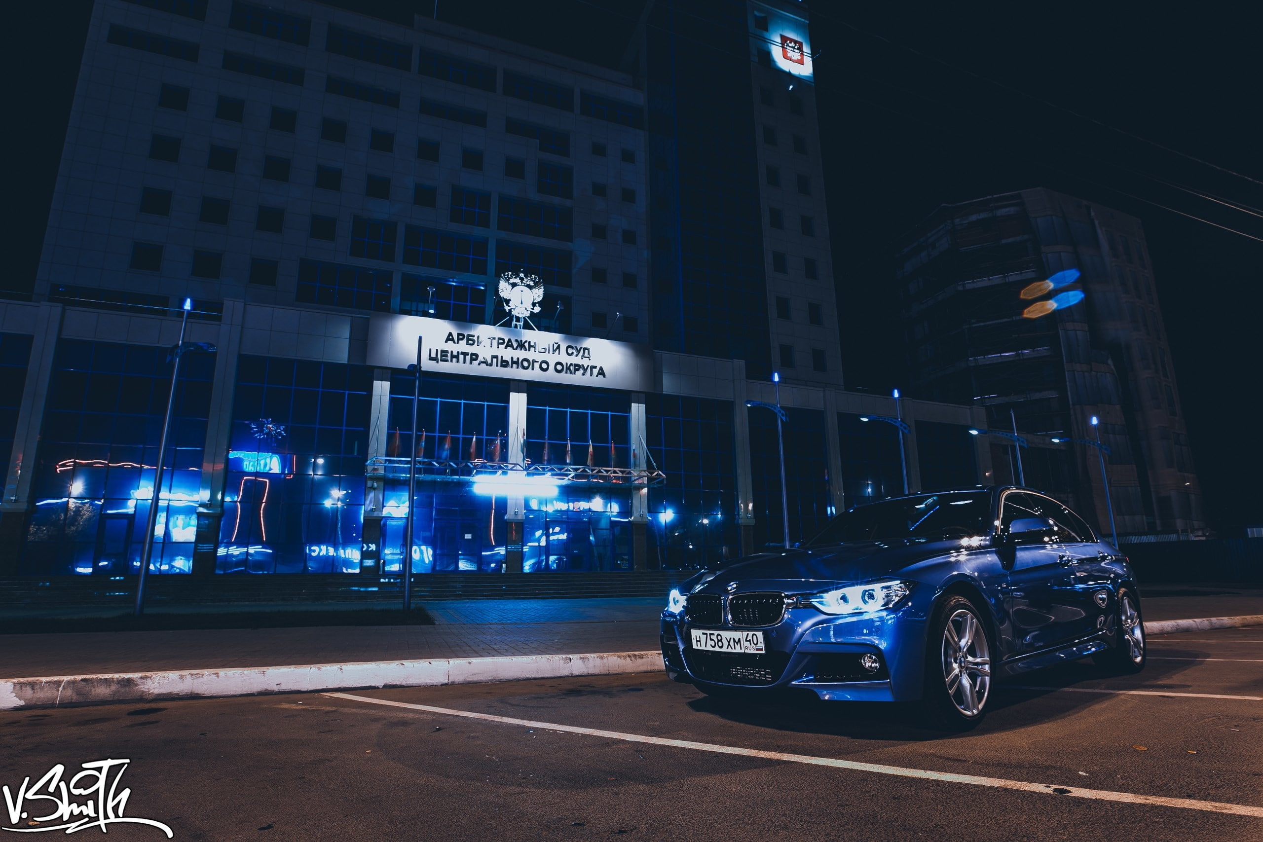 auto, blue, court, photographer, Kaluga, evening, car, 2K, photography, sedan, Vladimir Smith, BMW, HD Wallpaper