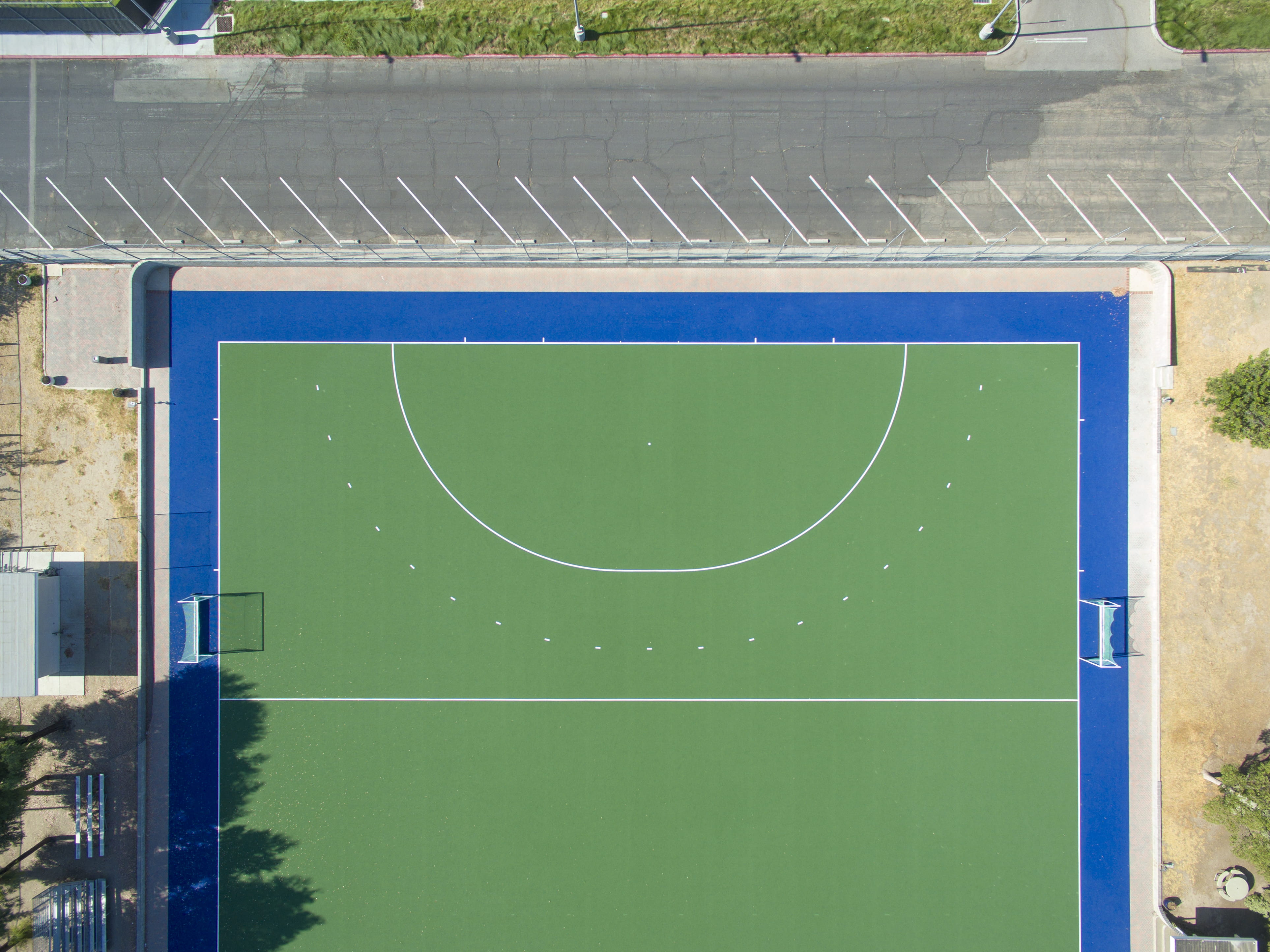 blue, court, net - sports equipment, empty, tennis, high angle view, day, sports, field, green, moorpark coll, team sport, no people, absence, moorpark, HD Wallpaper
