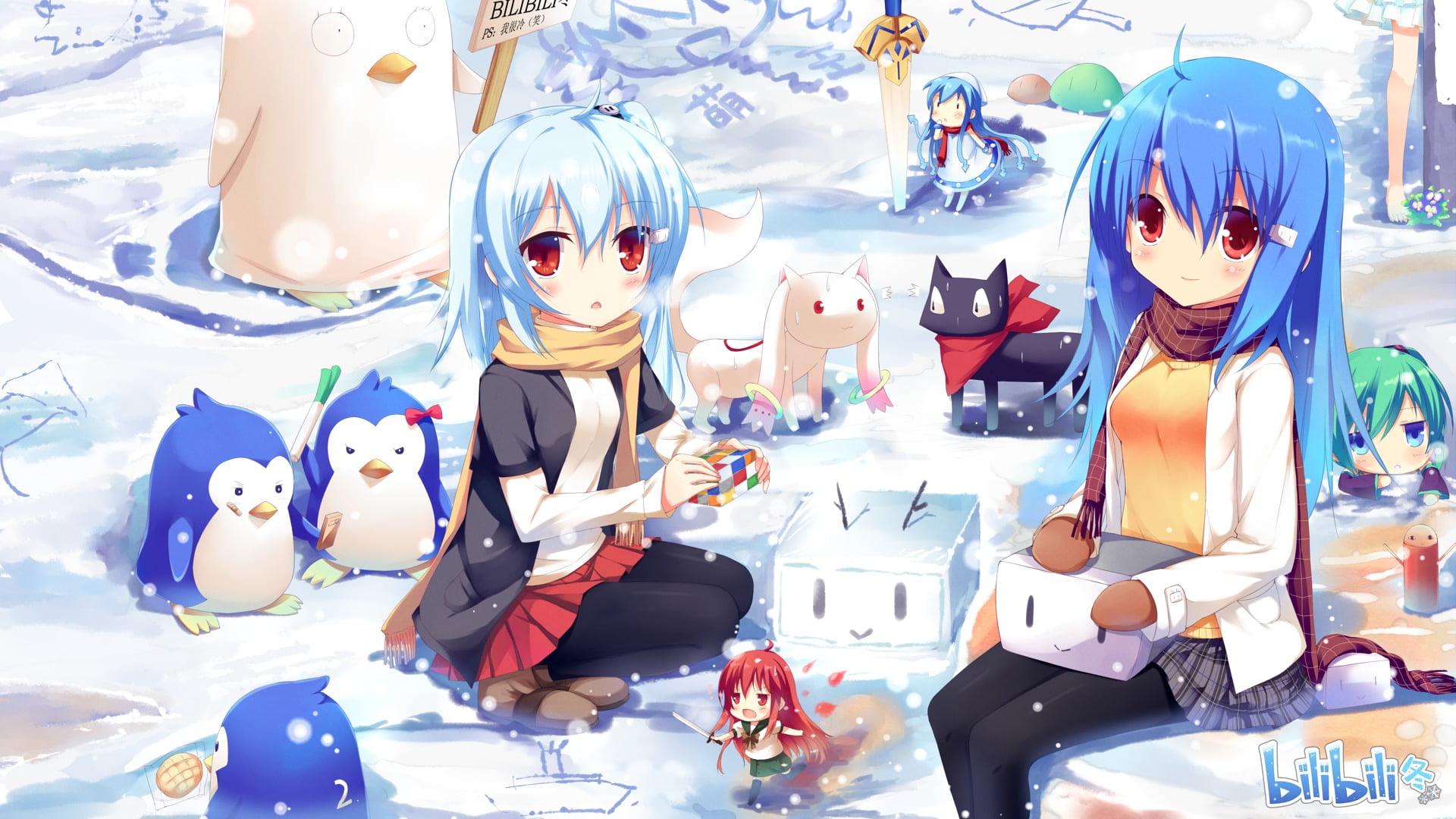lifestyles, female likeness, bilibili, snow, front view, winter, leisure activity, creativity, cold temperature, art and craft, women, people, human representation, HD Wallpaper