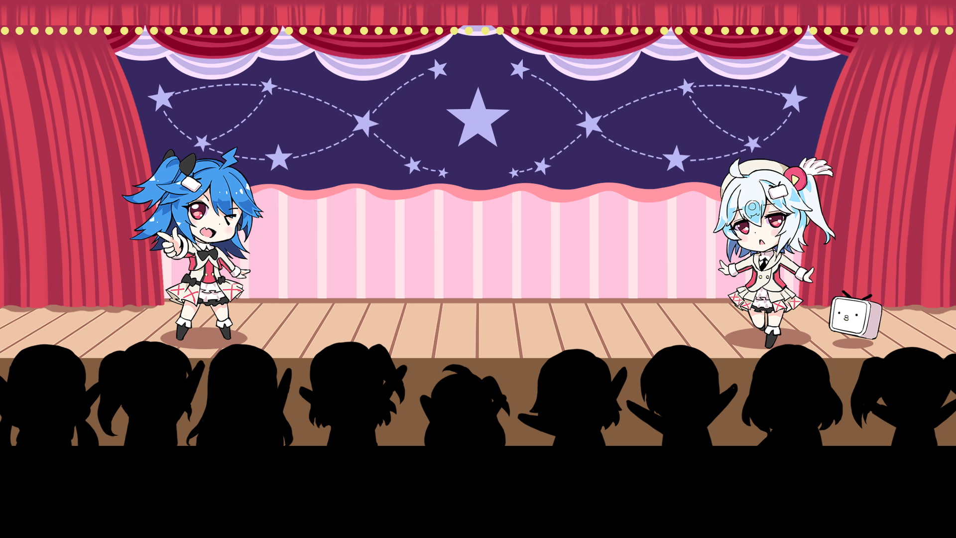 people, amusement park, representation, lifestyles, stage, patriotism, group of people, sky, crowd, architecture, standing, anime, anime girls, bilibili, HD Wallpaper