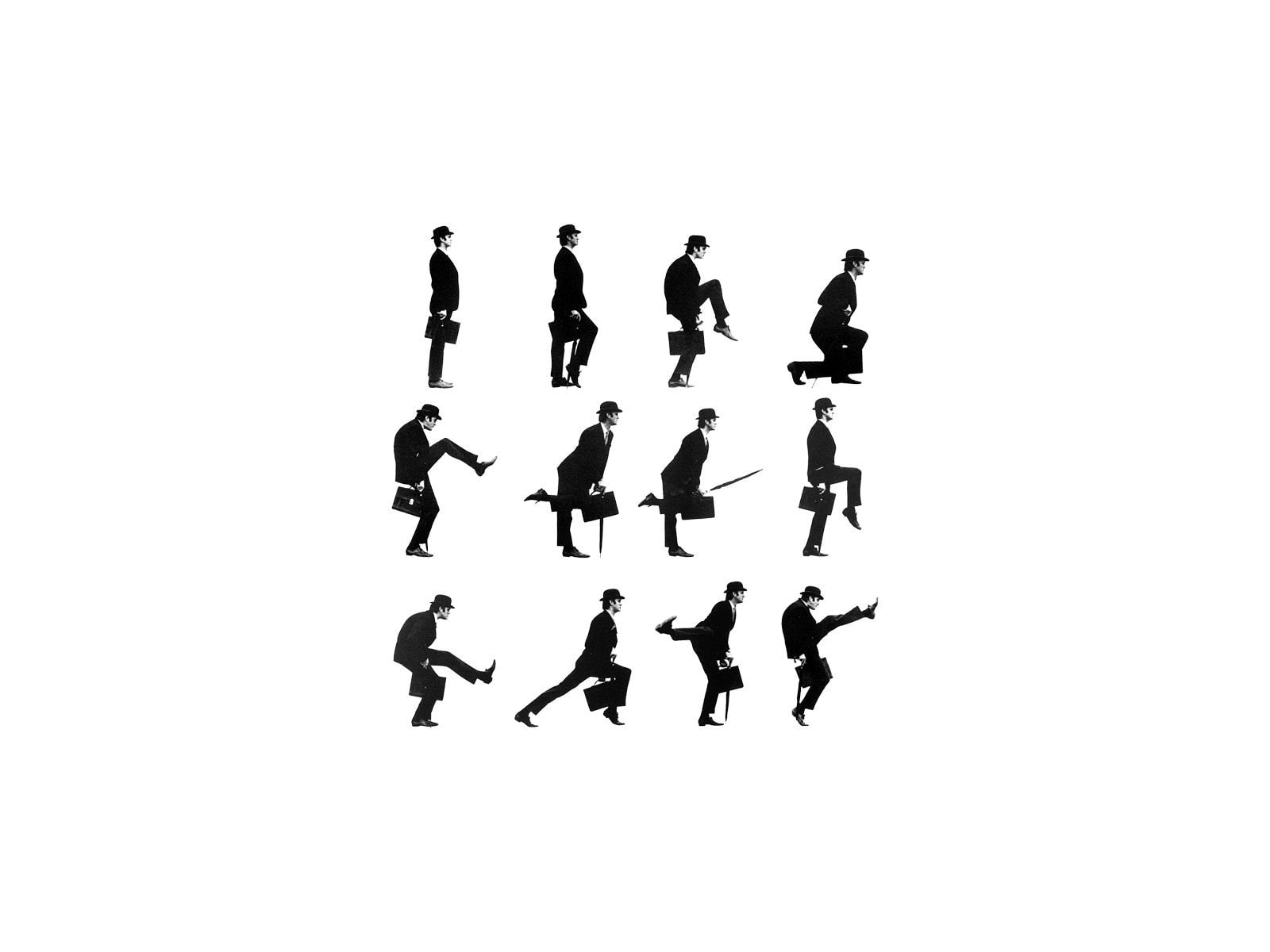 monty, winter, white color, Silly, men, silhouette, leisure activity, python, group of people, lifestyles, 720P, white background, snow, walk, high angle view, HD Wallpaper