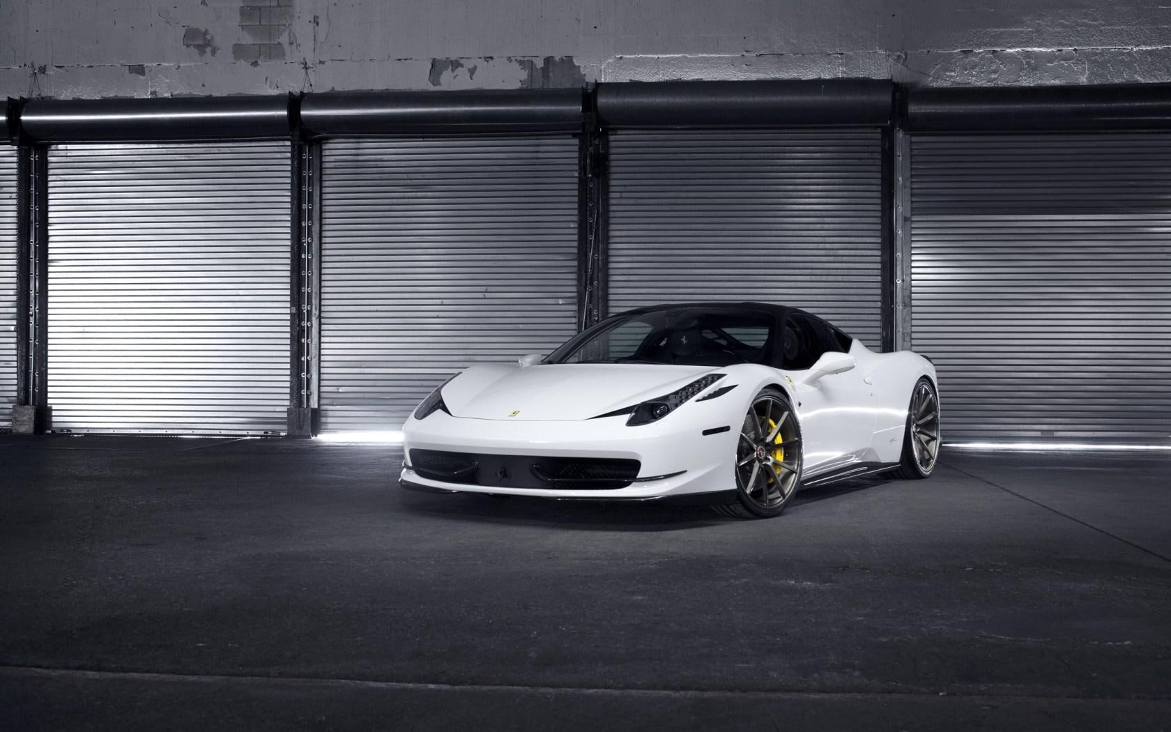 parking, ferrari, white, 720P, supercar, italia, HD Wallpaper