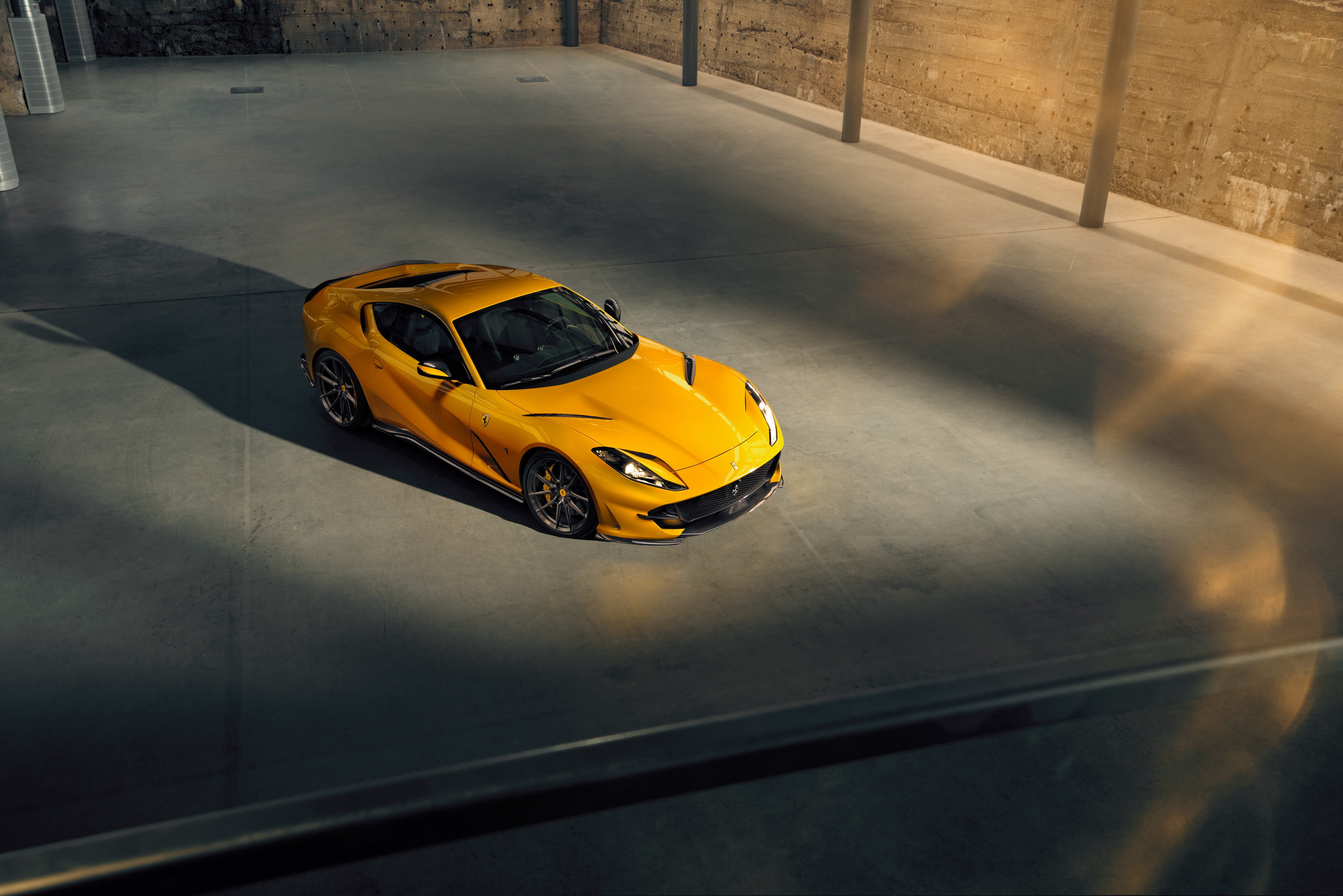 yellow, drives, stylish, sports, Ferrari, 812, machine, lights, Superfast, by Novitec, 4K, HD Wallpaper