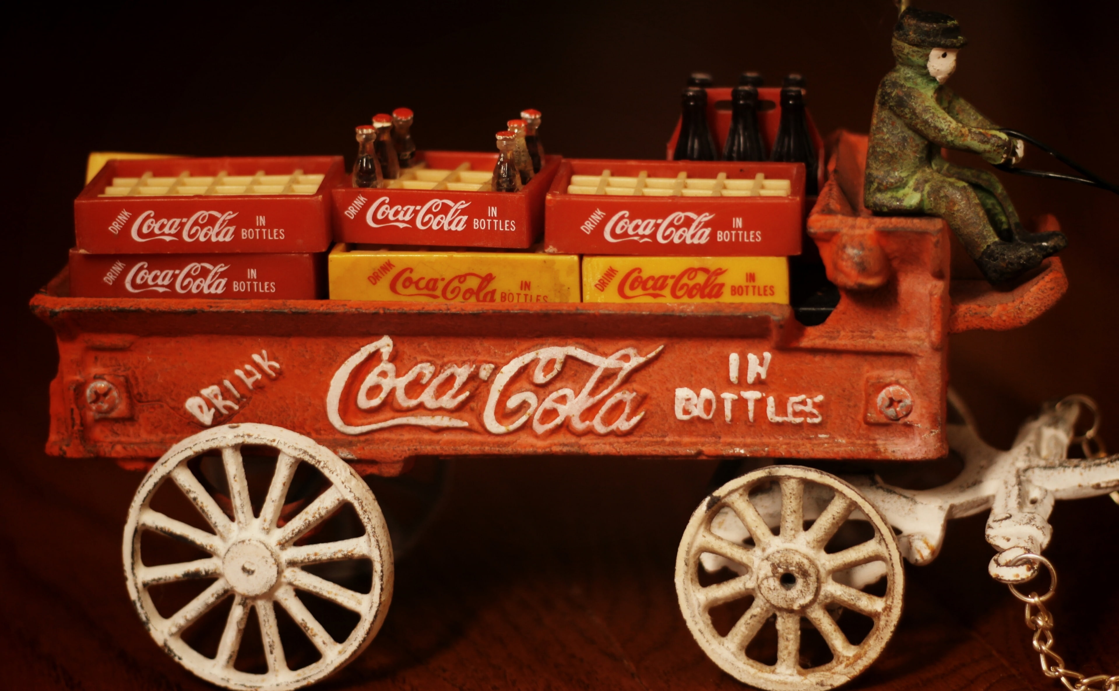 miniature, old, Coca, the past, close-up, Cola, communication, western script, retro styled, transportation, wheel, Delivery, antique, man, indoors, history, HD Wallpaper