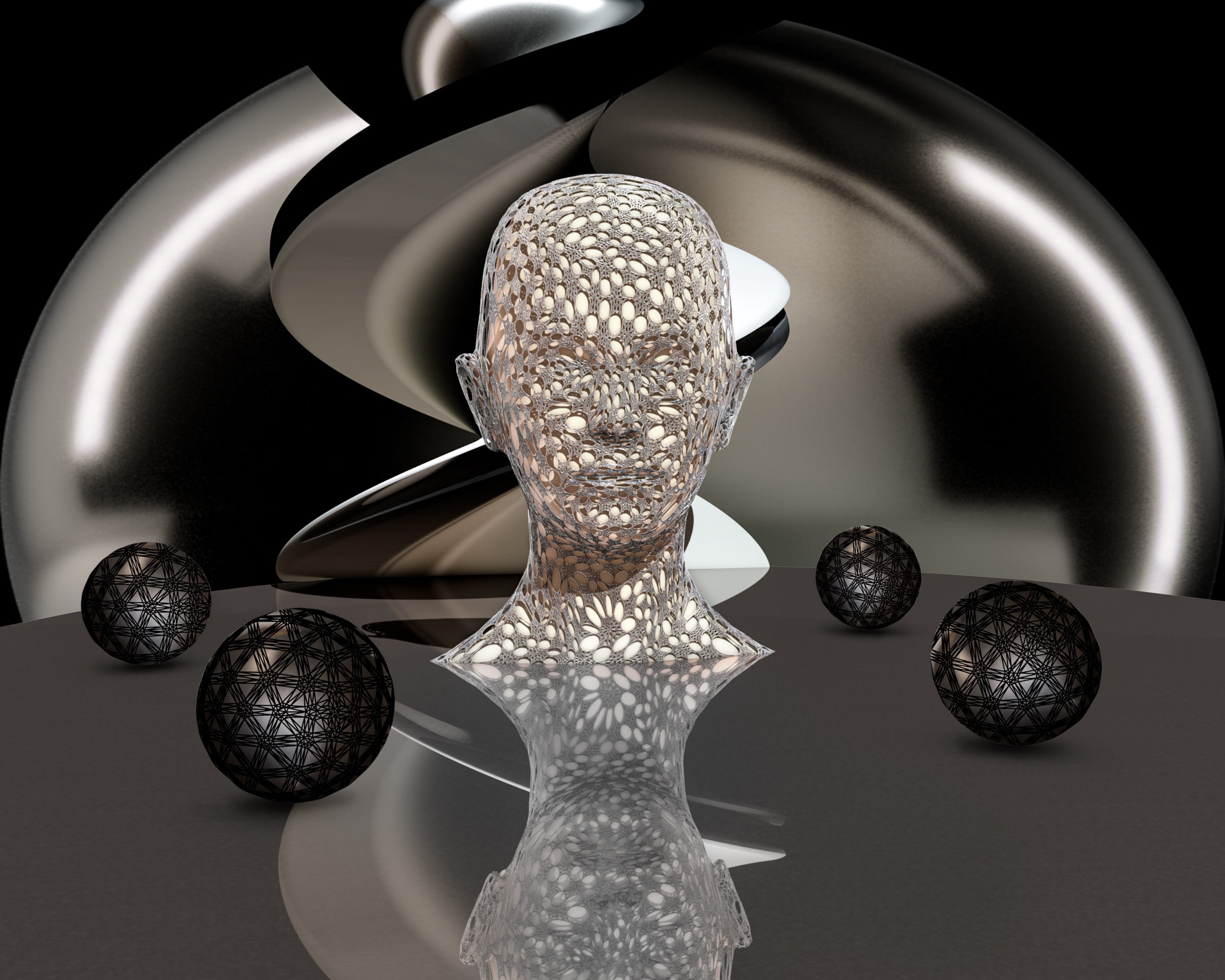 3d, creativity, rendering, black background, structures, shape, illuminated, fantasy, networked, ceiling, luxury, sculpture, futuristic, background, representation, HD Wallpaper