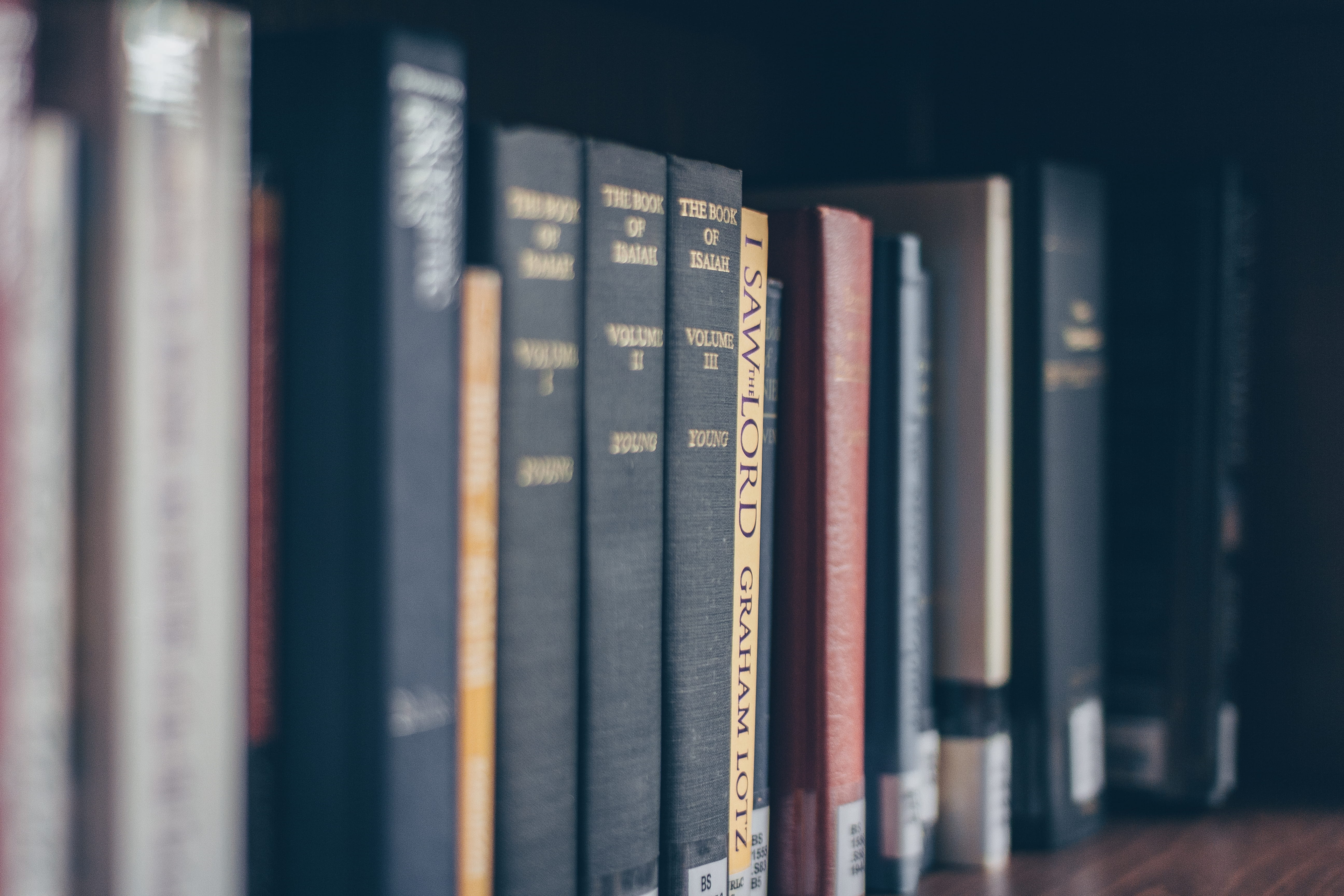 library, assorted, learning, choice, 5K, publication, bookcase, variation, selective focus, no people, focus on foreground, indoors, books, text, still life, HD Wallpaper