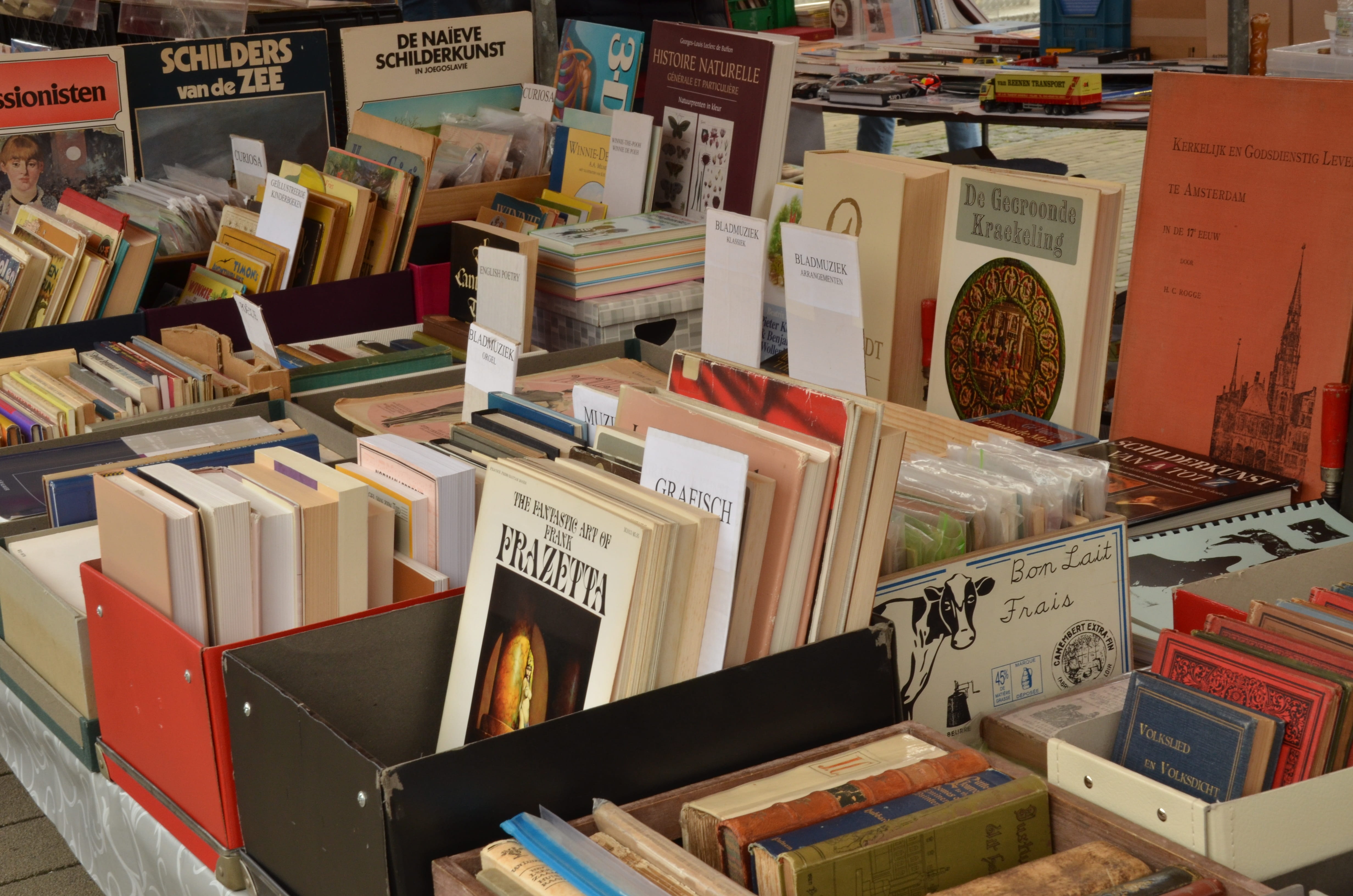 abundance, book market, indoors, collection, box, text, container, no people, retail, Sales, oddities, day, stack, variation, large group of objects, art, HD Wallpaper