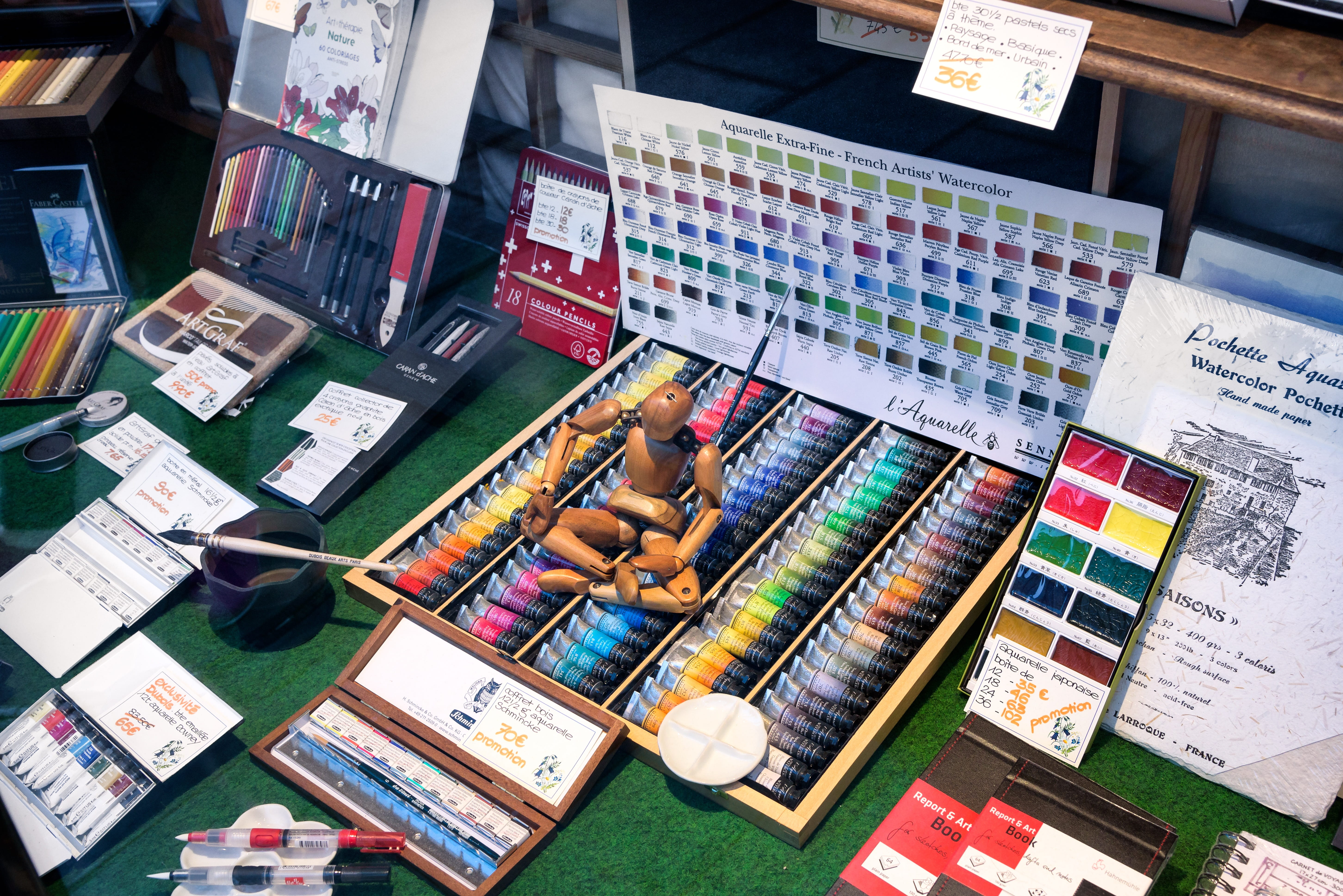 sale, palette, book, indoors, high angle view, creativity, paintbrush, no people, multi colored, supplies, retail display, retail, collection, set, for sale, HD Wallpaper