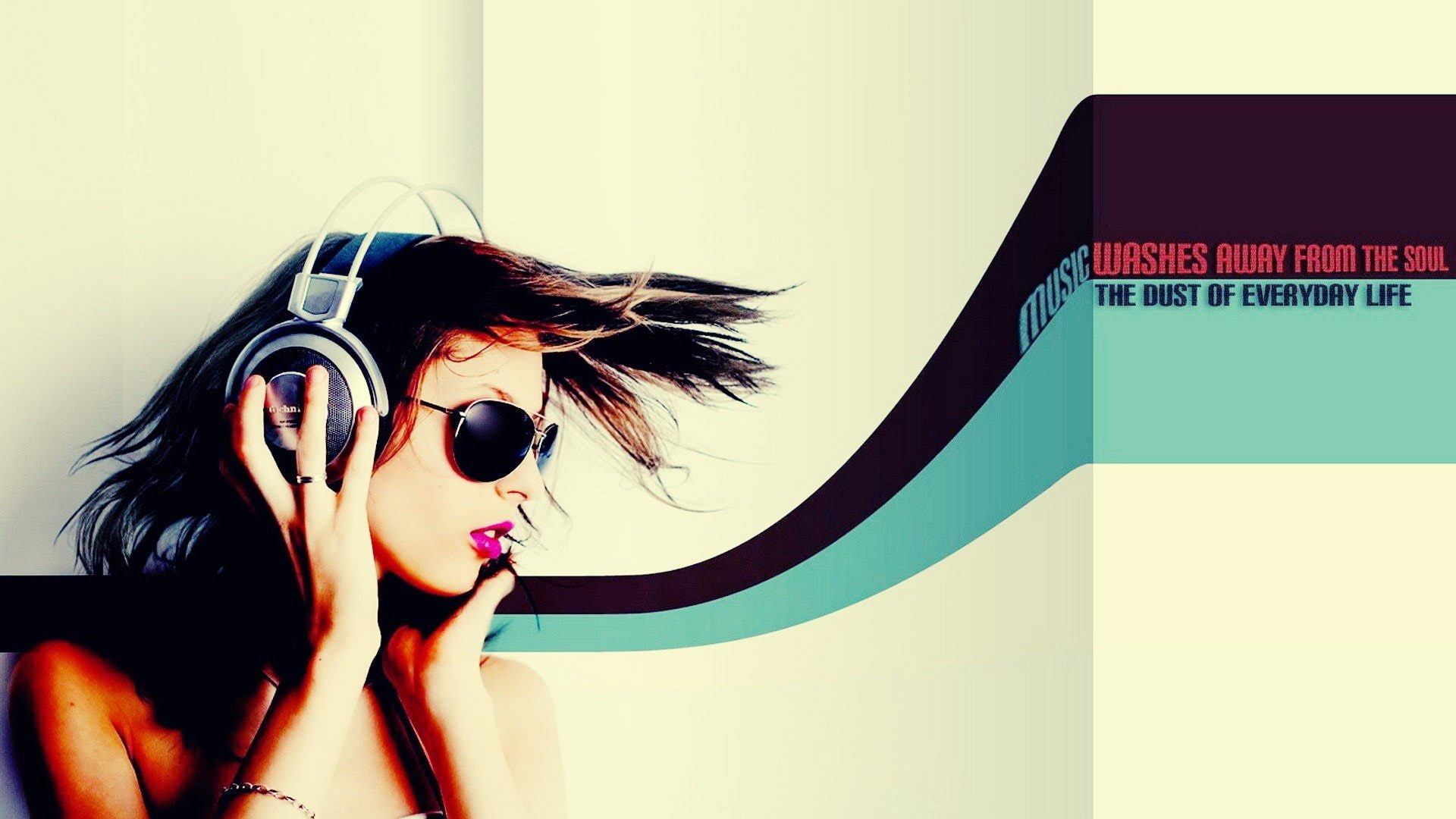 young adult, beautiful woman, hairstyle, Tex, artwork, technology, adult, headphones, real people, headshot, one person, beauty, 1080P, sunglasses, lifestyles, HD Wallpaper