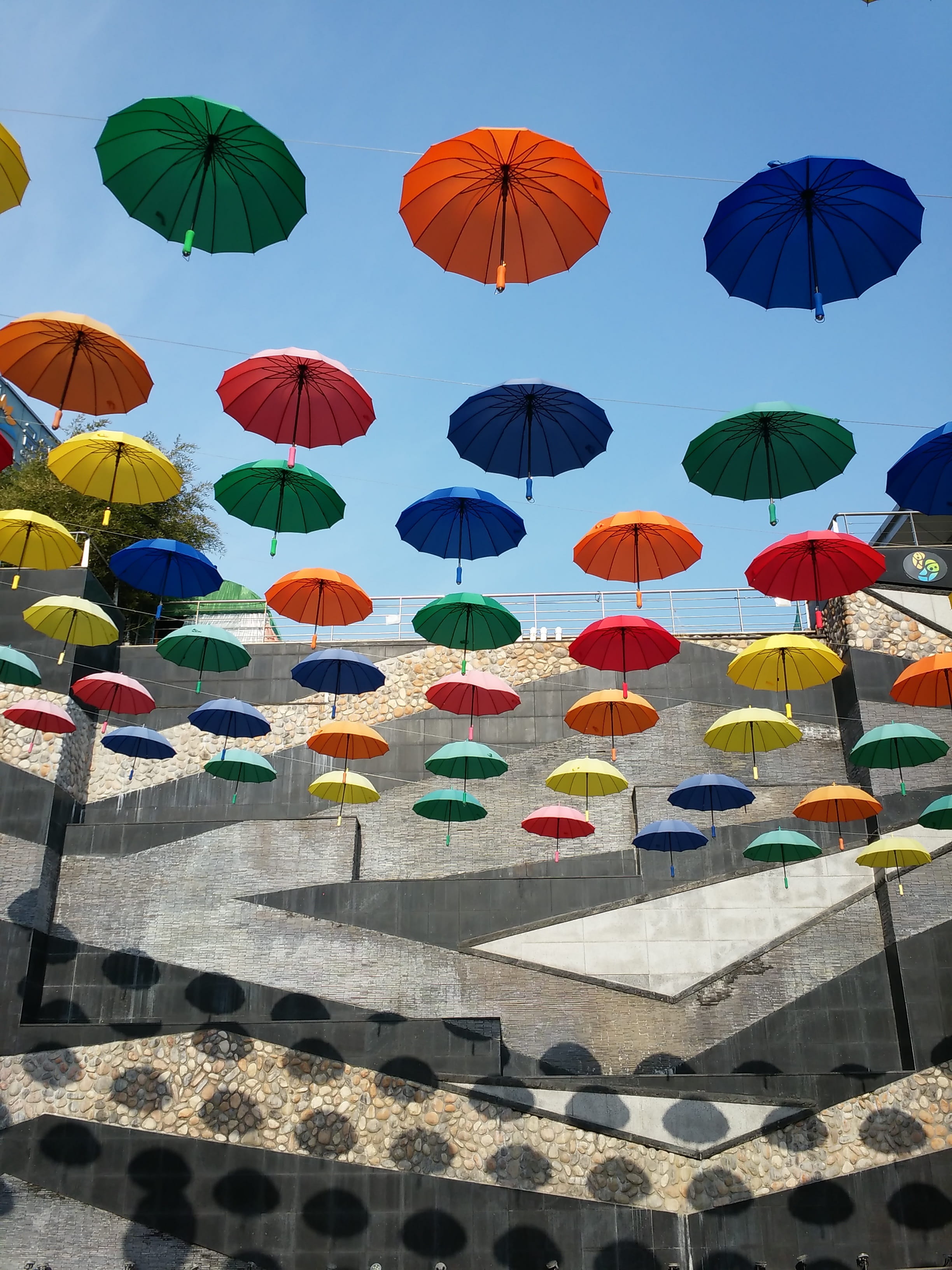 safety, seoul, protection, security, tent, beautiful, sky, parasol, umbrella, pattern, culture, low angle view, color, no people, in a row, array, style, Phone HD Wallpaper