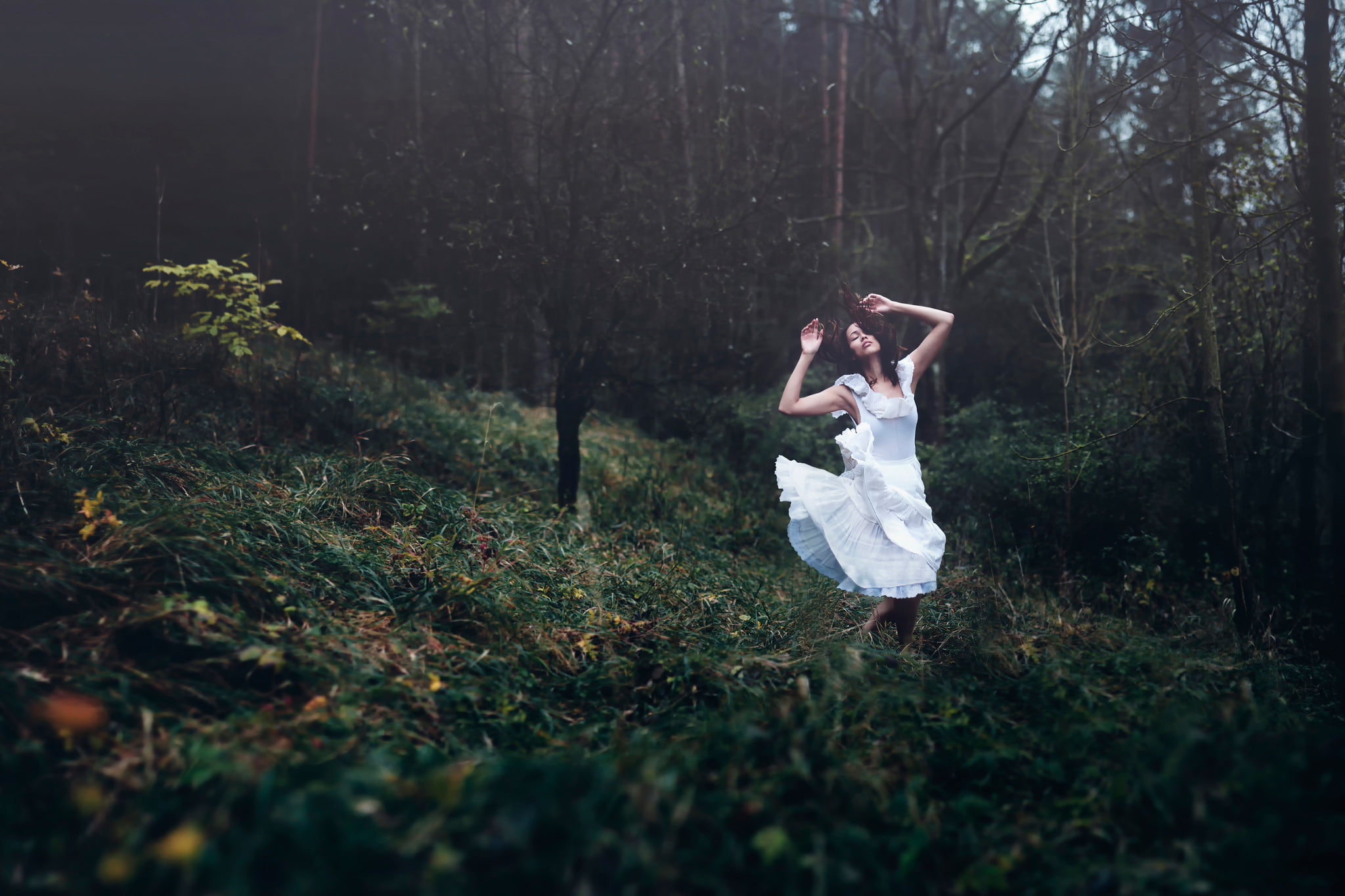 dress, Dreamweaver, 1080P, girl, dance, forest, Andrea Peipe, HD Wallpaper