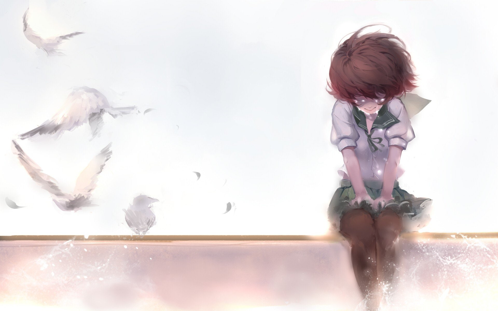1920x1200 px, kancolle, BIRDS, Crying, uniform, school uniform, x, school, collection, art, war, video, Kantai Collection, px, Anime Girls, god, anime, HD Wallpaper