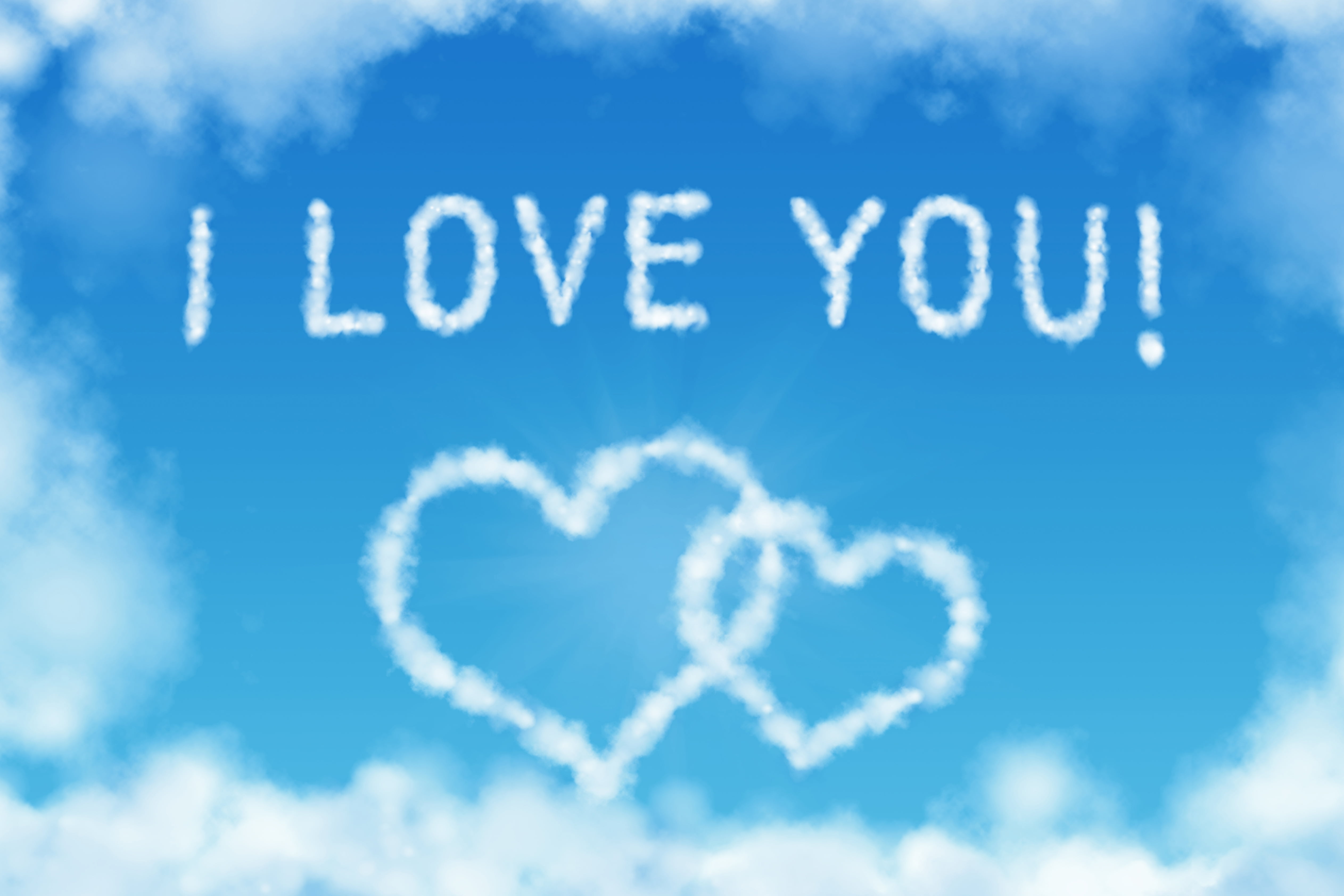 sky, blue, heart, white color, message, love, shape, valentines Day - Holiday, cloud - Sky, romance, the sky, abstract, connection, communication, holiday, HD Wallpaper