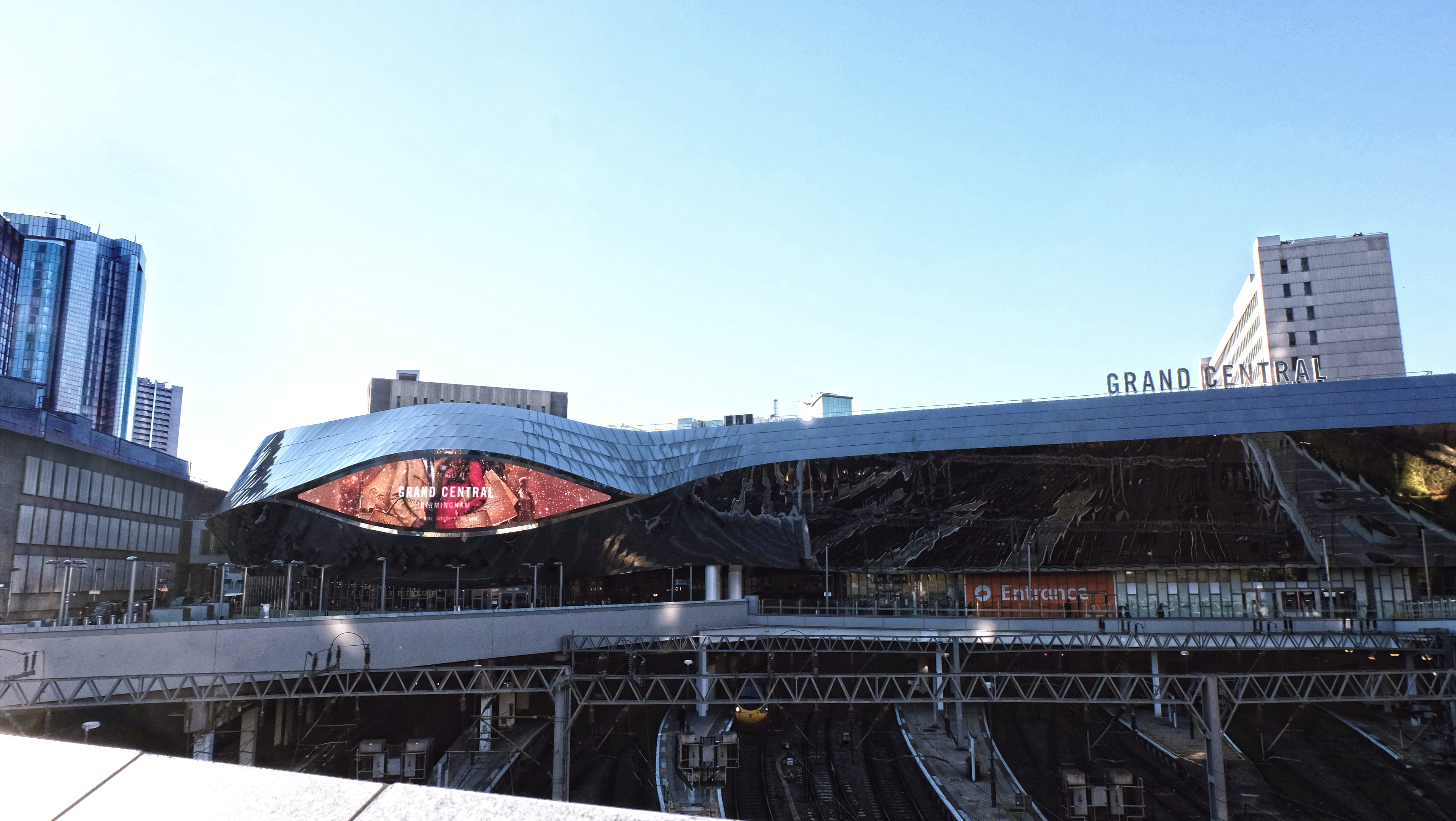 transportation, metail, skyscraper, panels, new street station, built structure, public transportation, building exterior, day, transport, redevelopment, HD Wallpaper