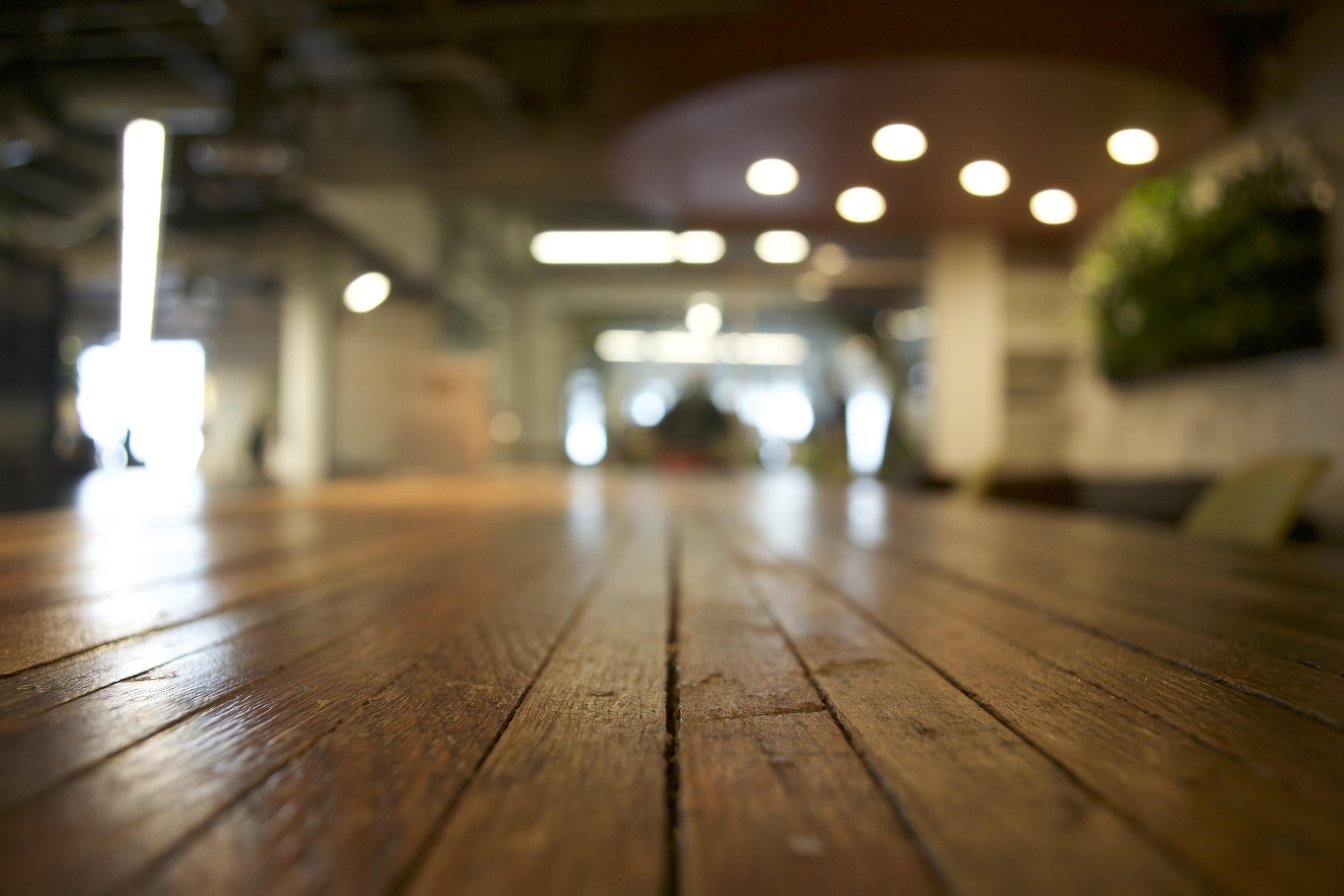 lighting equipment, no people, 辦公室, empty, workspace, office, electric lamp, ceiling, close-up, 表, ぼかし, 4K, 木, focus on foreground, hardwood floor, illuminated, HD Wallpaper