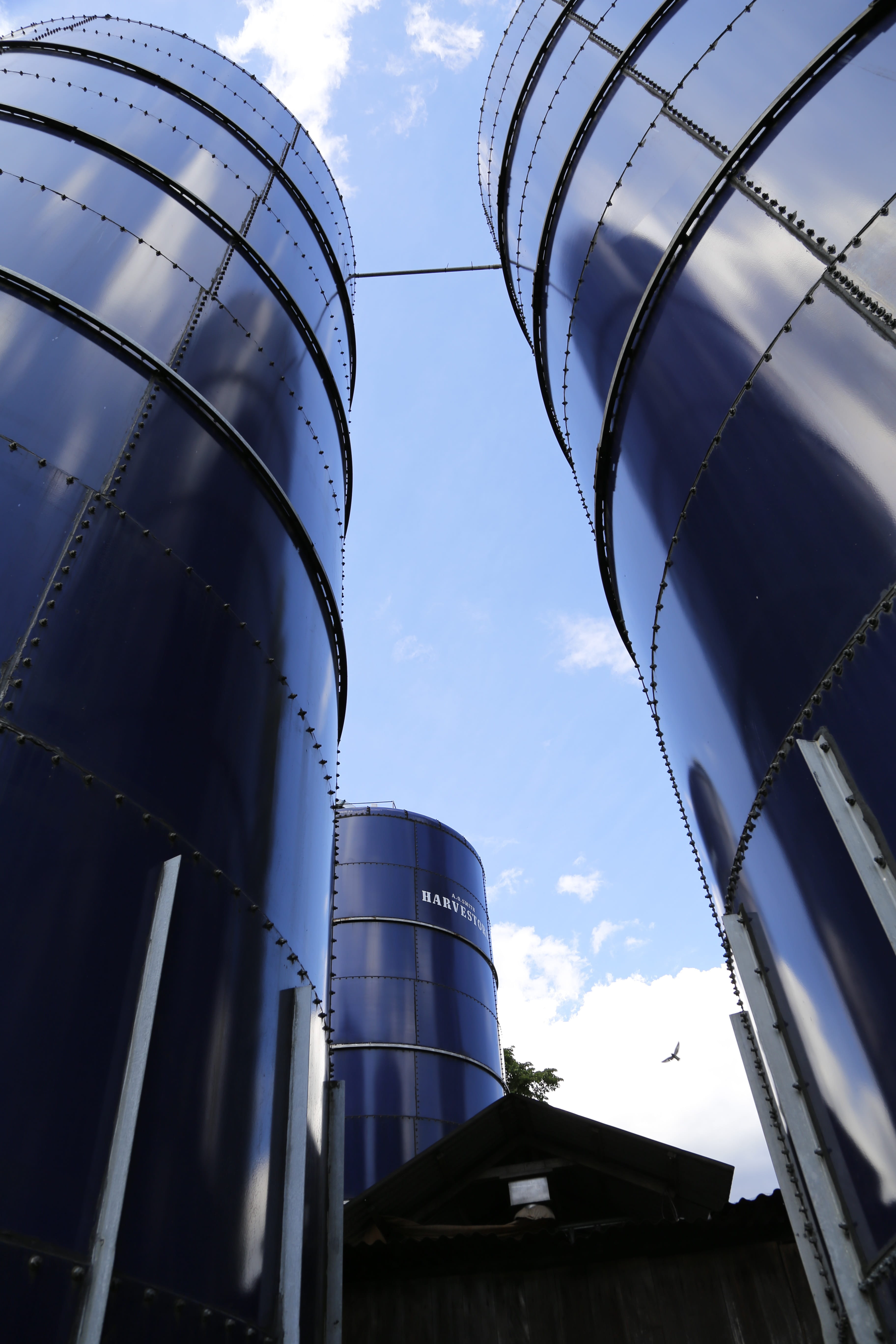 tank, building exterior, water tower - storage tank, 5K, no people, sky, silver colored, day, storage compartment, storage tank, cloud - sky, factory, Phone HD Wallpaper