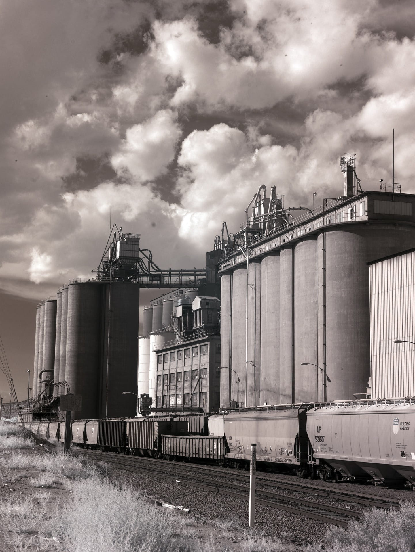 architecture, cargo container, factory, rail transportation, construction, cloud - sky, nature, building exterior, industry, freight transportation, 1080P, Phone HD Wallpaper