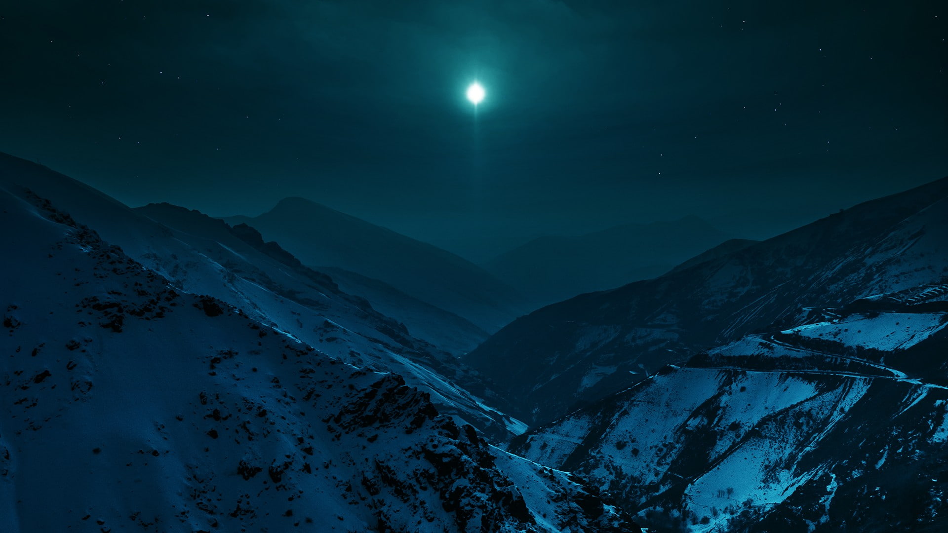 Alborz mountains, full moon, environment, non-urban scene, mountain, no people, nature, moonlight, snowcapped mountain, astronomy, tranquil scene, beauty in nature, HD Wallpaper