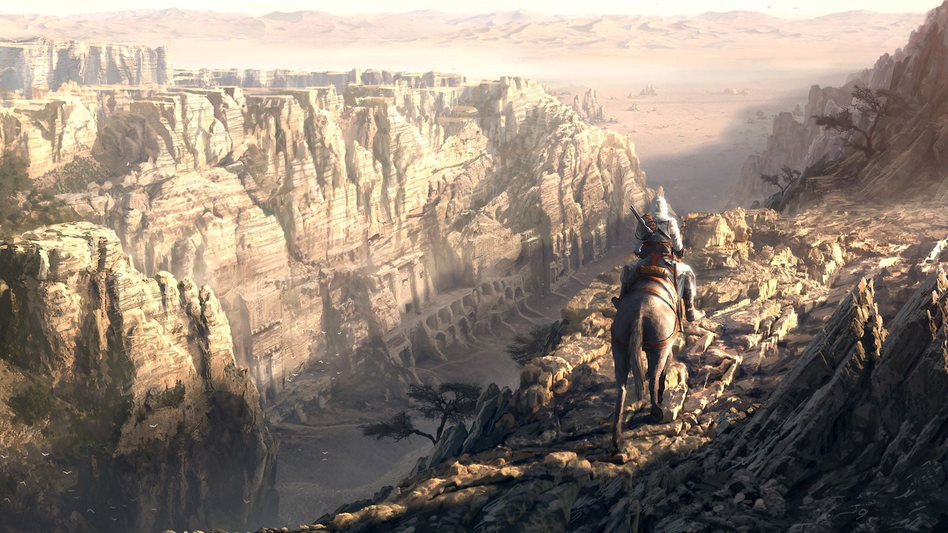 assassins creed, leisure activity, landscape, stone - Object, tranquil scene, solid, grand Canyon National Park, real people, cliff, 1080P, HD Wallpaper
