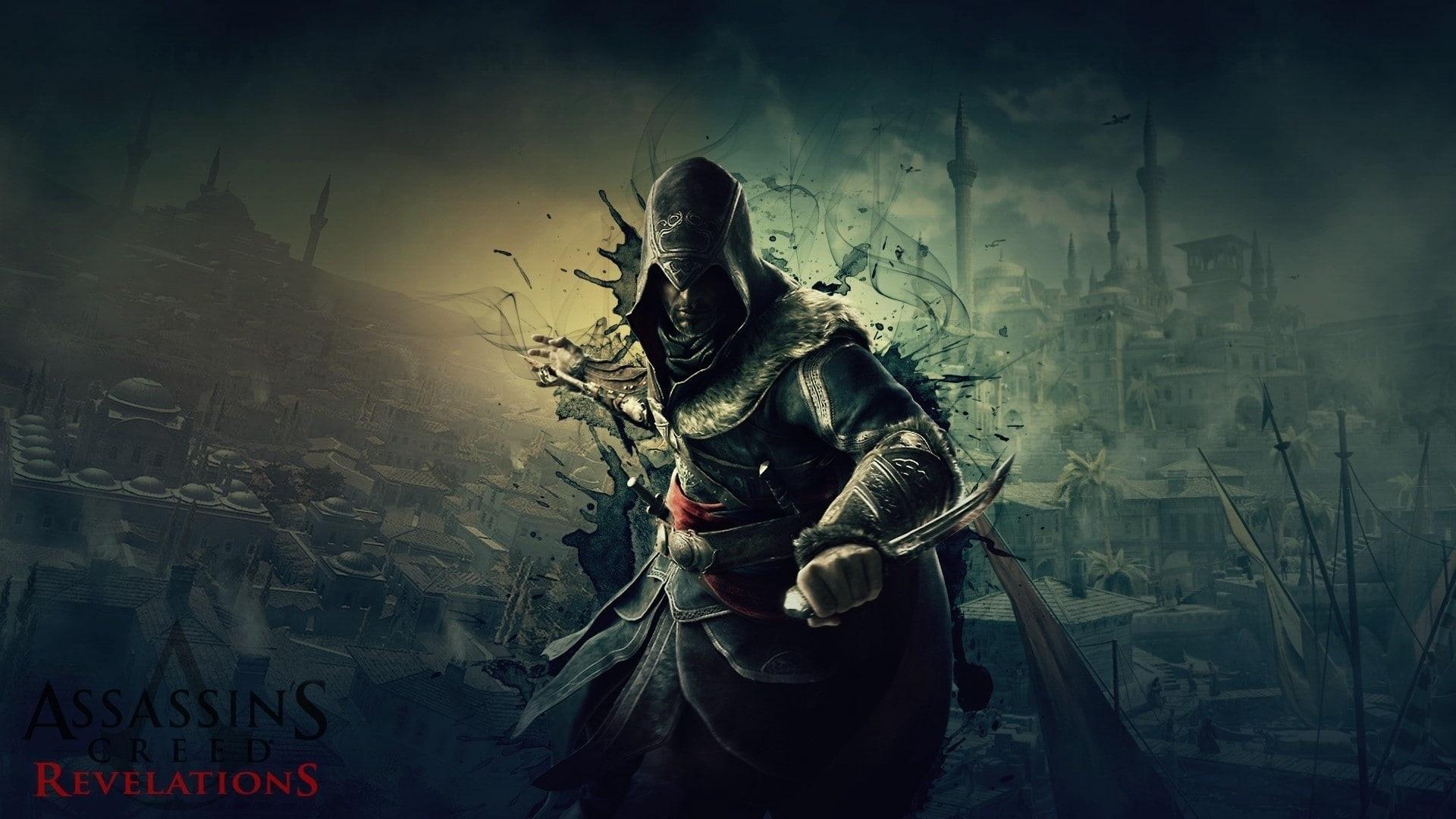 knife, graphics, desmond miles, assassins creed revelations, 1080P, city, HD Wallpaper