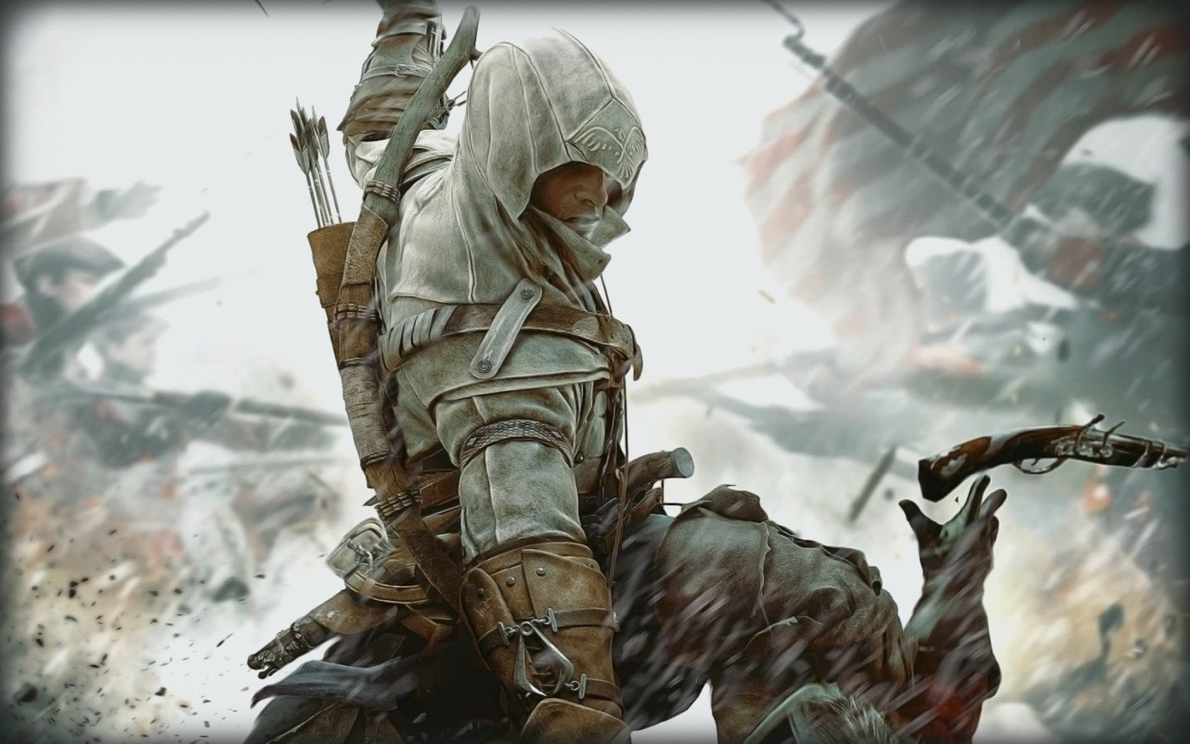 720P, Fight, men, camouflage clothing, armed forces, nature, war, clothing, military, Desmond miles, gun, fighting, Army, military uniform, Assassins creed 3, HD Wallpaper