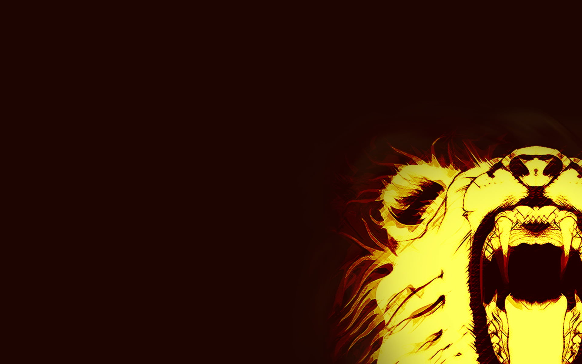 indoors, 1080P, no people, backgrounds, close-up, Leo, yellow, lion - Feline, mane, illustration, Abstraction, lion, wildlife, studio shot, animal, black background, HD Wallpaper