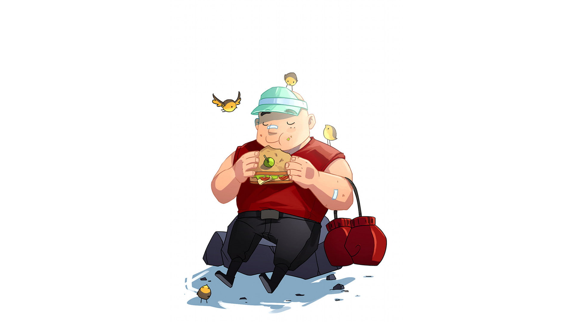 hd, red, 1080P, team, clothing, video games, white, sandwich, man, fortress, illsutration, eating, black, HD Wallpaper