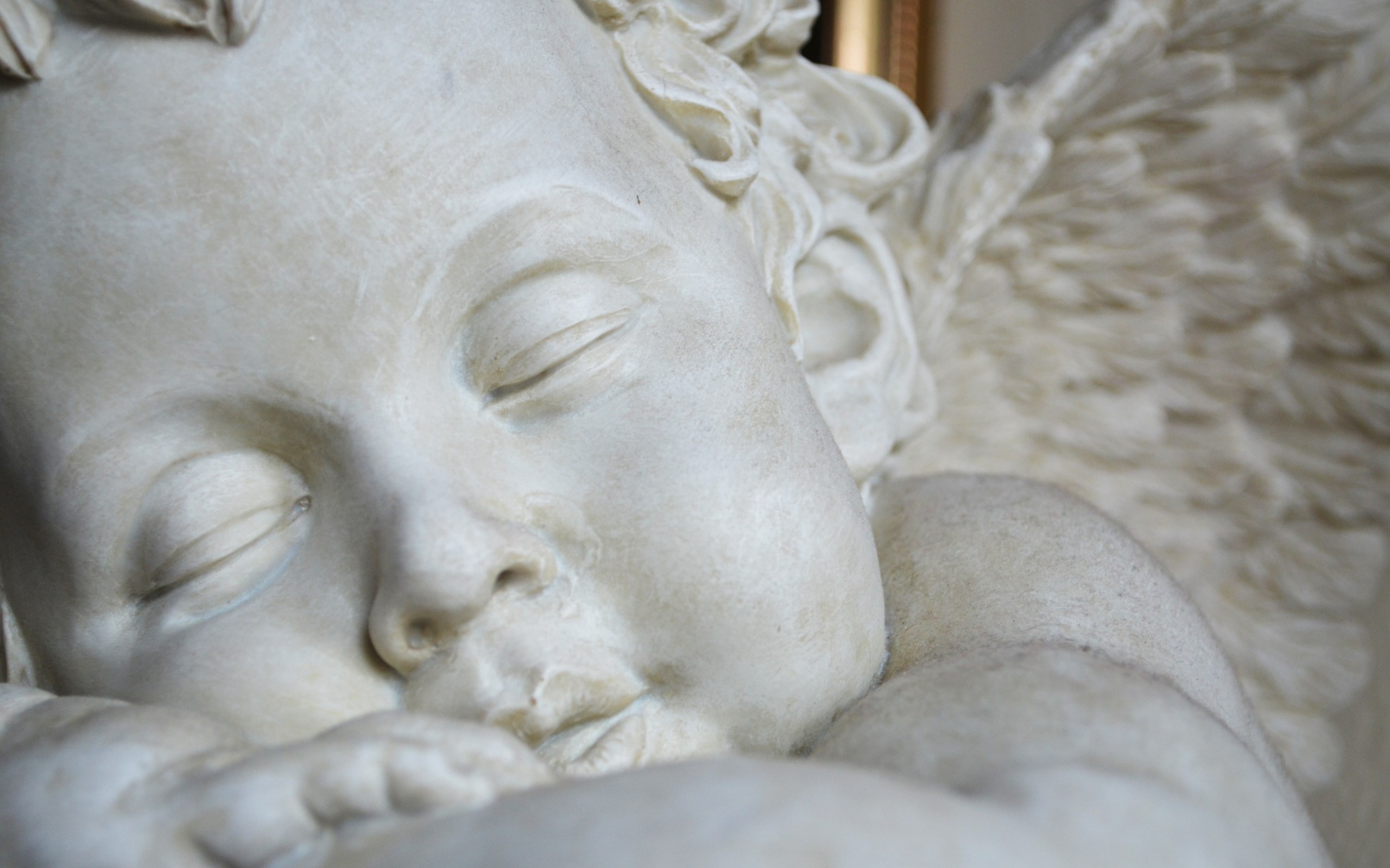 sleeping, art and craft, spirituality, representation, statue, craft, 2K, human representation, emotion, sculpture, marble, close-up, eyes closed, body part, HD Wallpaper