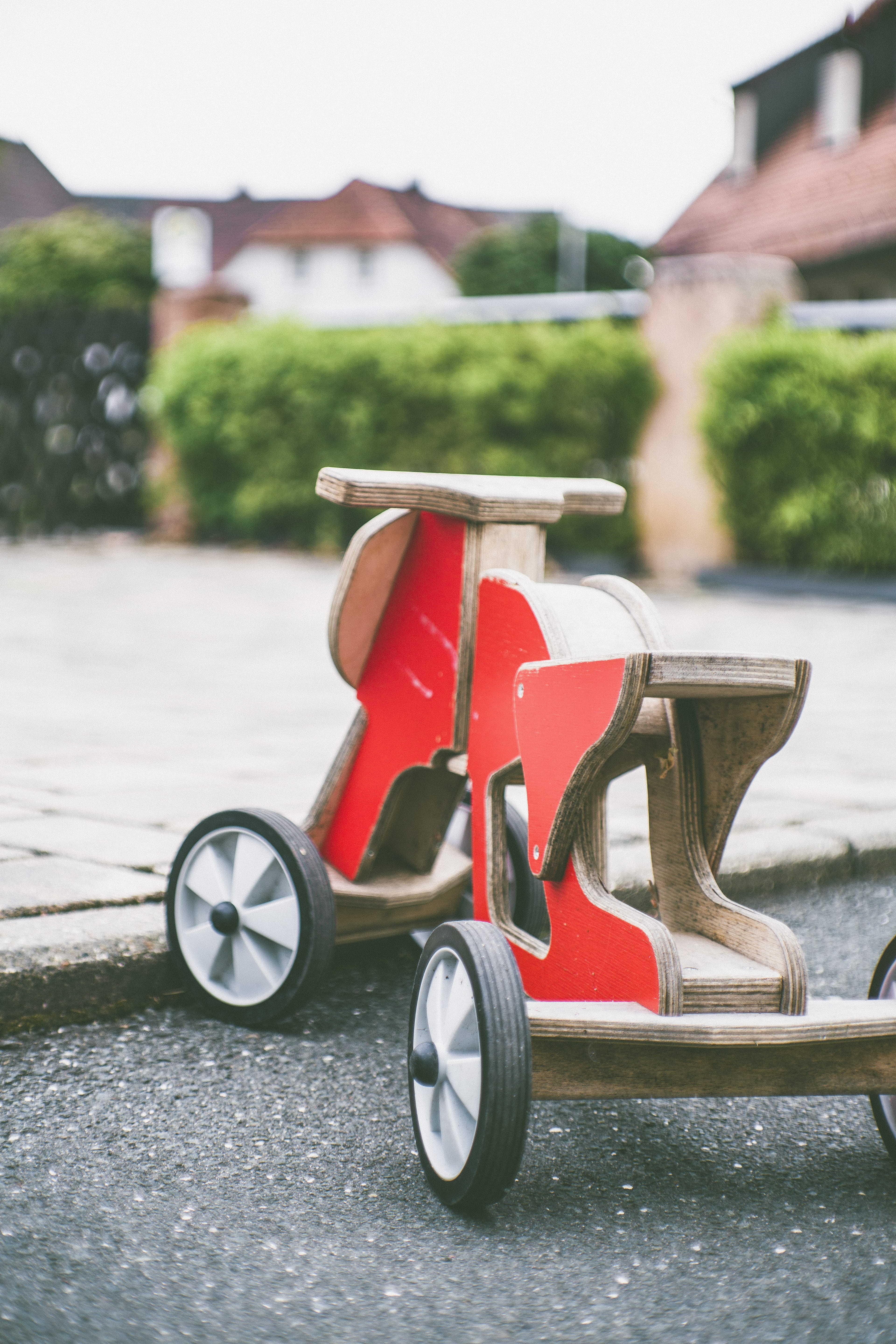 surface, nature, outdoors, 5K, concrete, mode of transportation, no people, street, wooden, city, pavement, brown, gray, ride, toy, built structure, focus on foreground, Phone HD Wallpaper