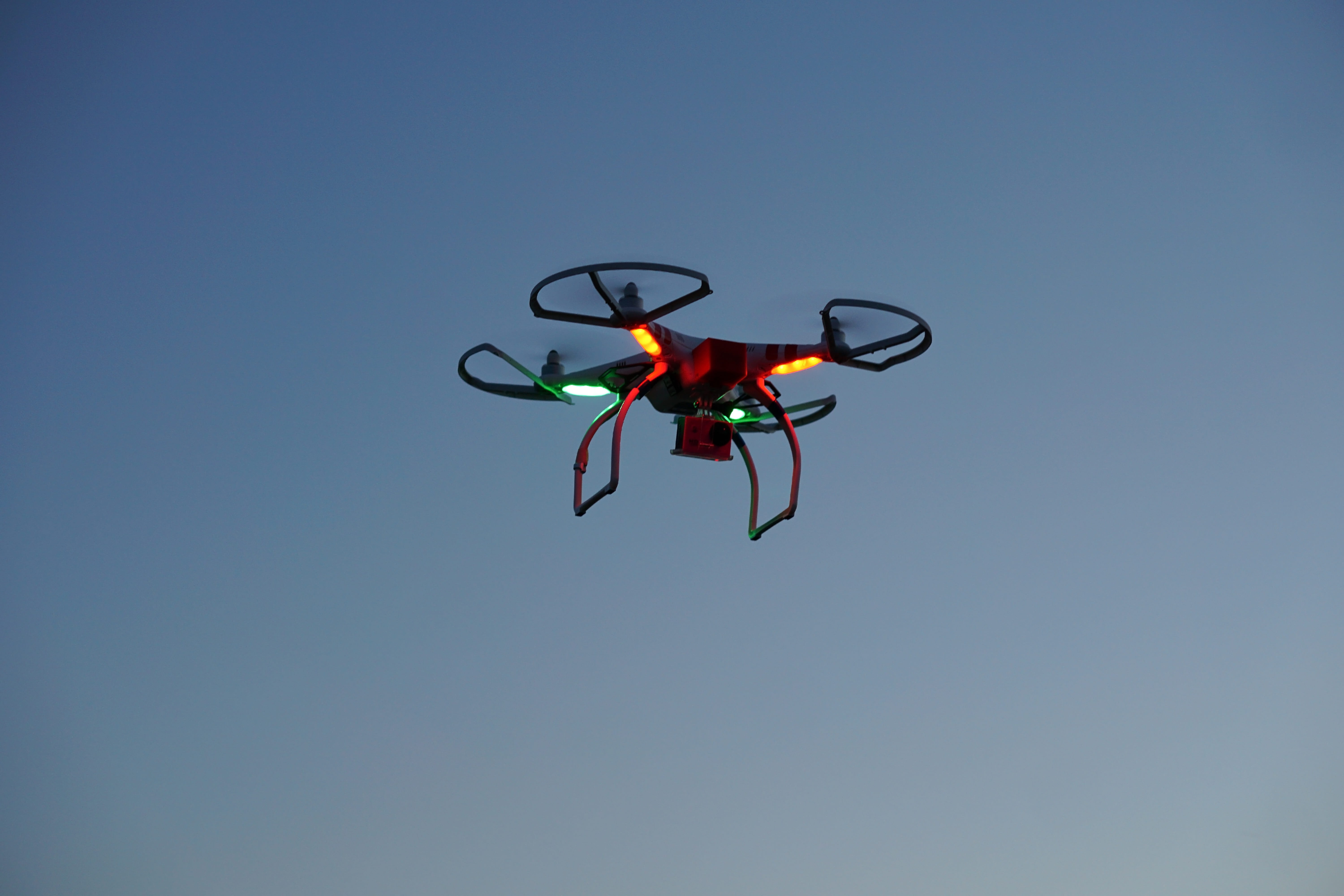 low angle view, clear sky, quadrocopter, field, 5K, hobbyists, wheat, hobby, one animal, fly, animal wildlife, twilight, model toy, blue, clouds, video, HD Wallpaper