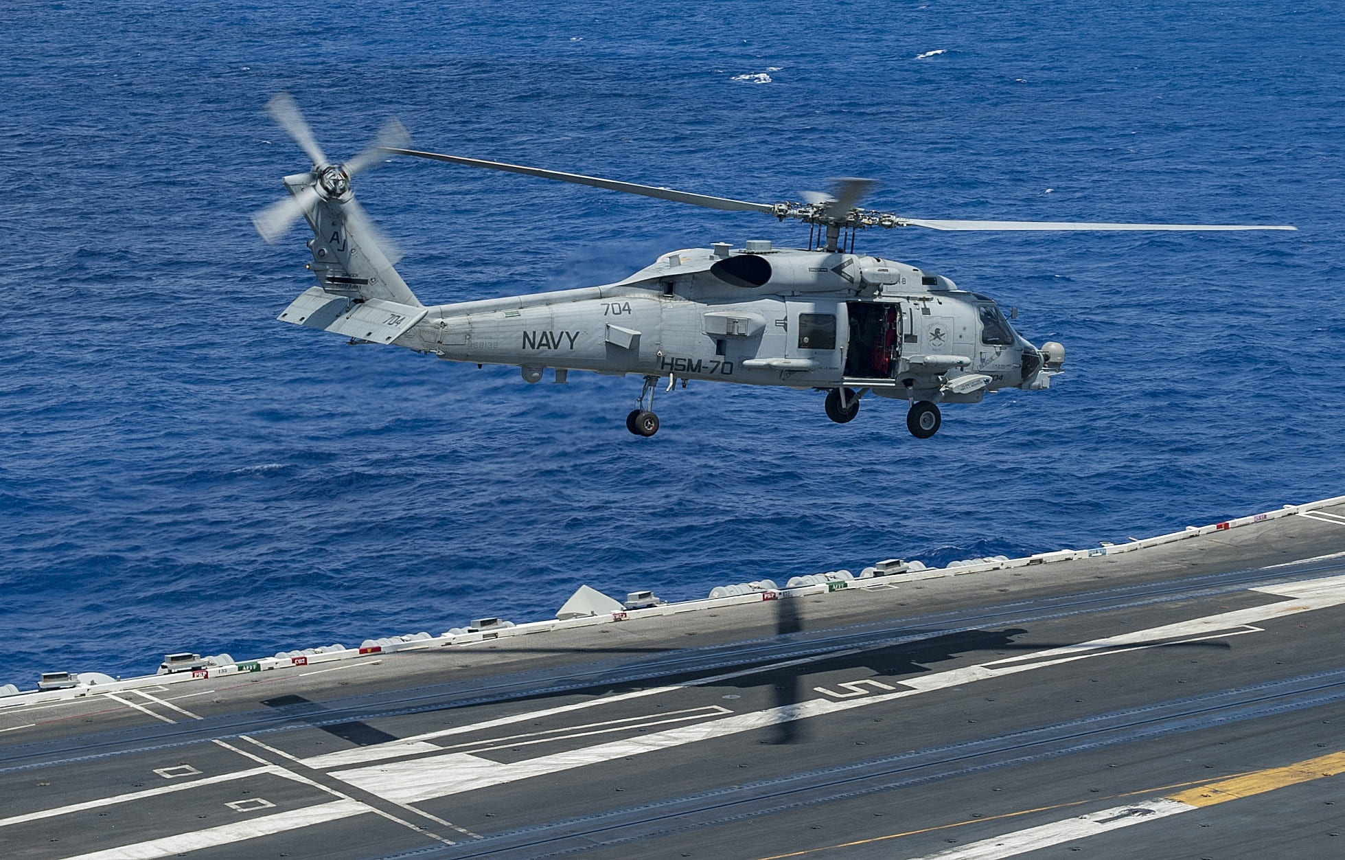 ship, hovering, 1080P, vessel, united states navy, industry, aggression, nautical vessel, military, military training, mid-air, water, usn, helicopter, HD Wallpaper