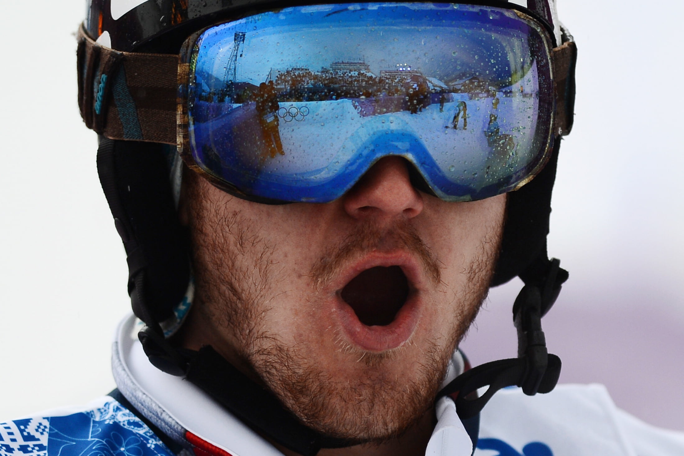 beard, close-up, silver medalist, adventure, snowboardcross, Nikolay Olyunin, real people, human body part, men, Russia, mature men, snowboarder, mouth open, HD Wallpaper